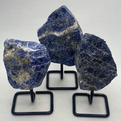 [shopname] - Sodalite Crystal on a metal stand, rock decor