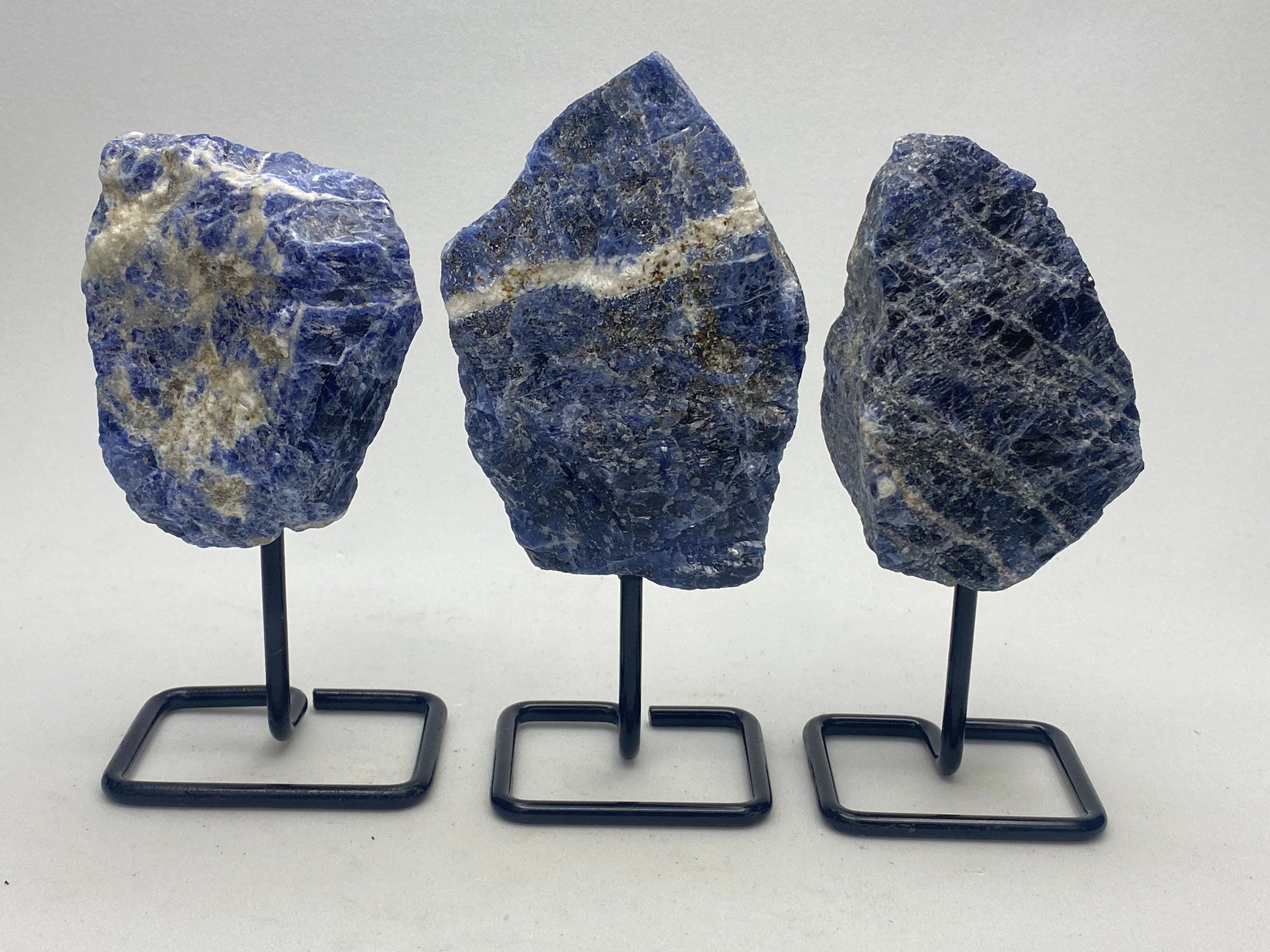 [shopname] - Sodalite Crystal on a metal stand, rock decor