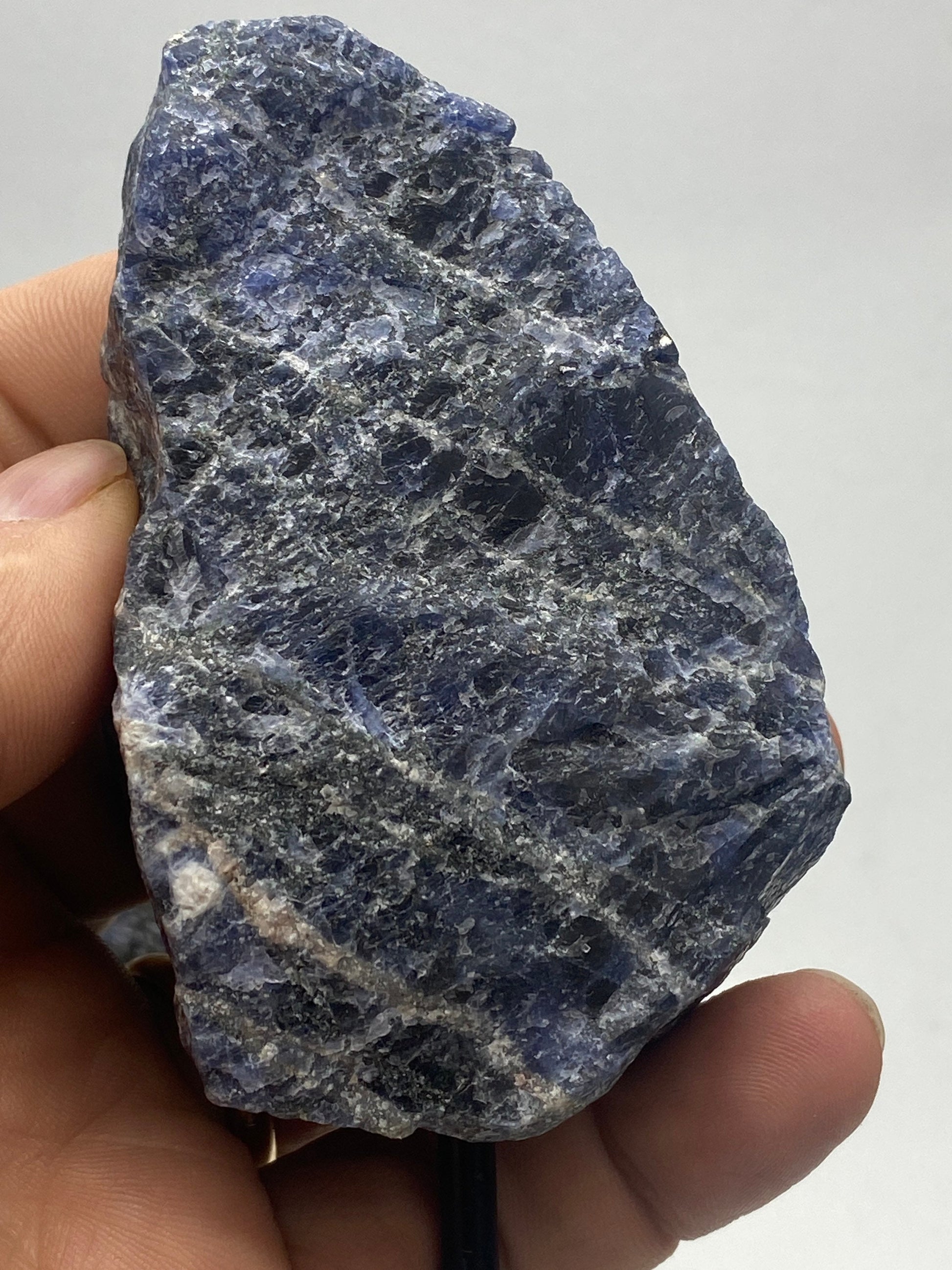 [shopname] - Sodalite Crystal on a metal stand, rock decor