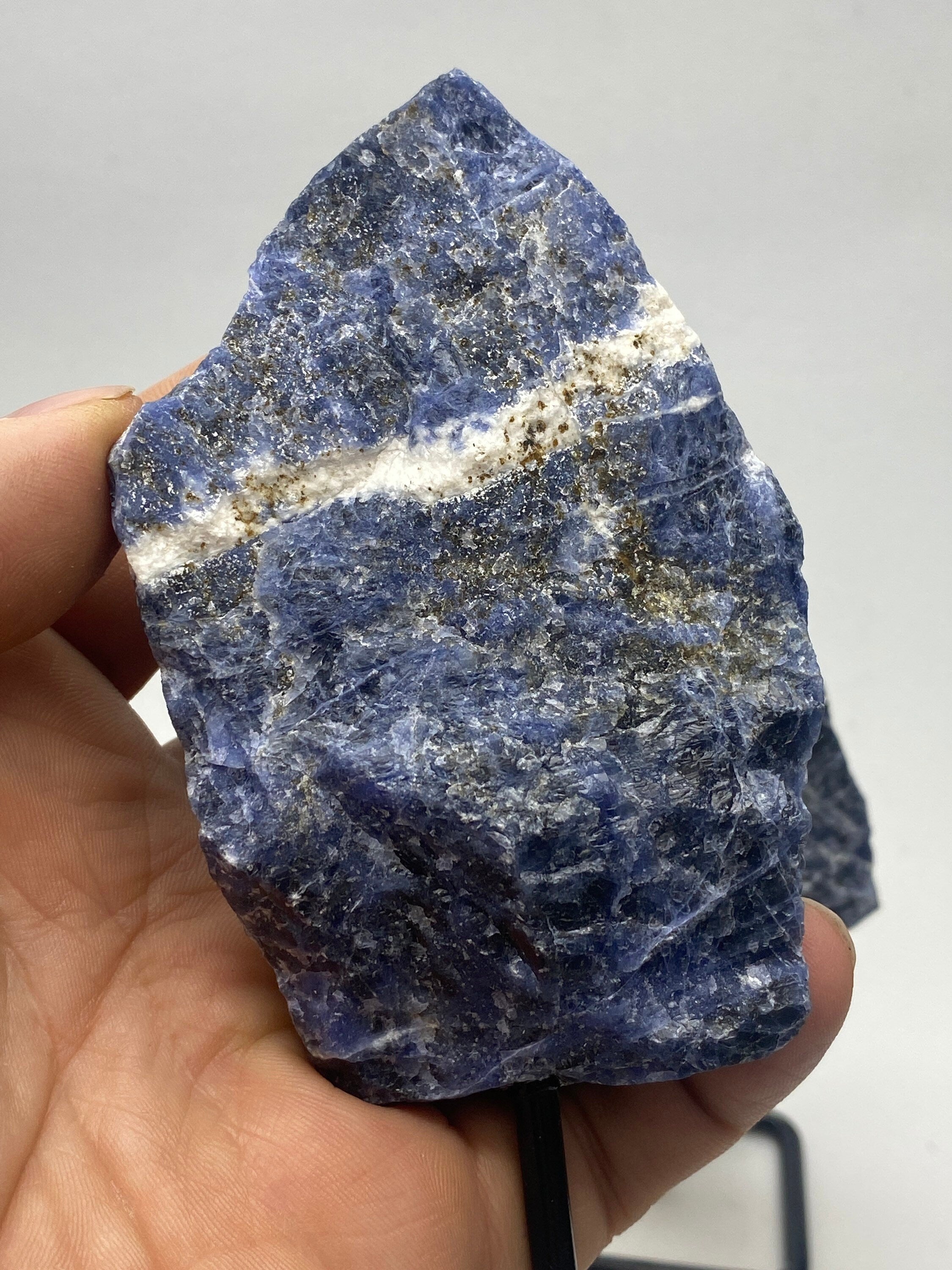 [shopname] - Sodalite Crystal on a metal stand, rock decor