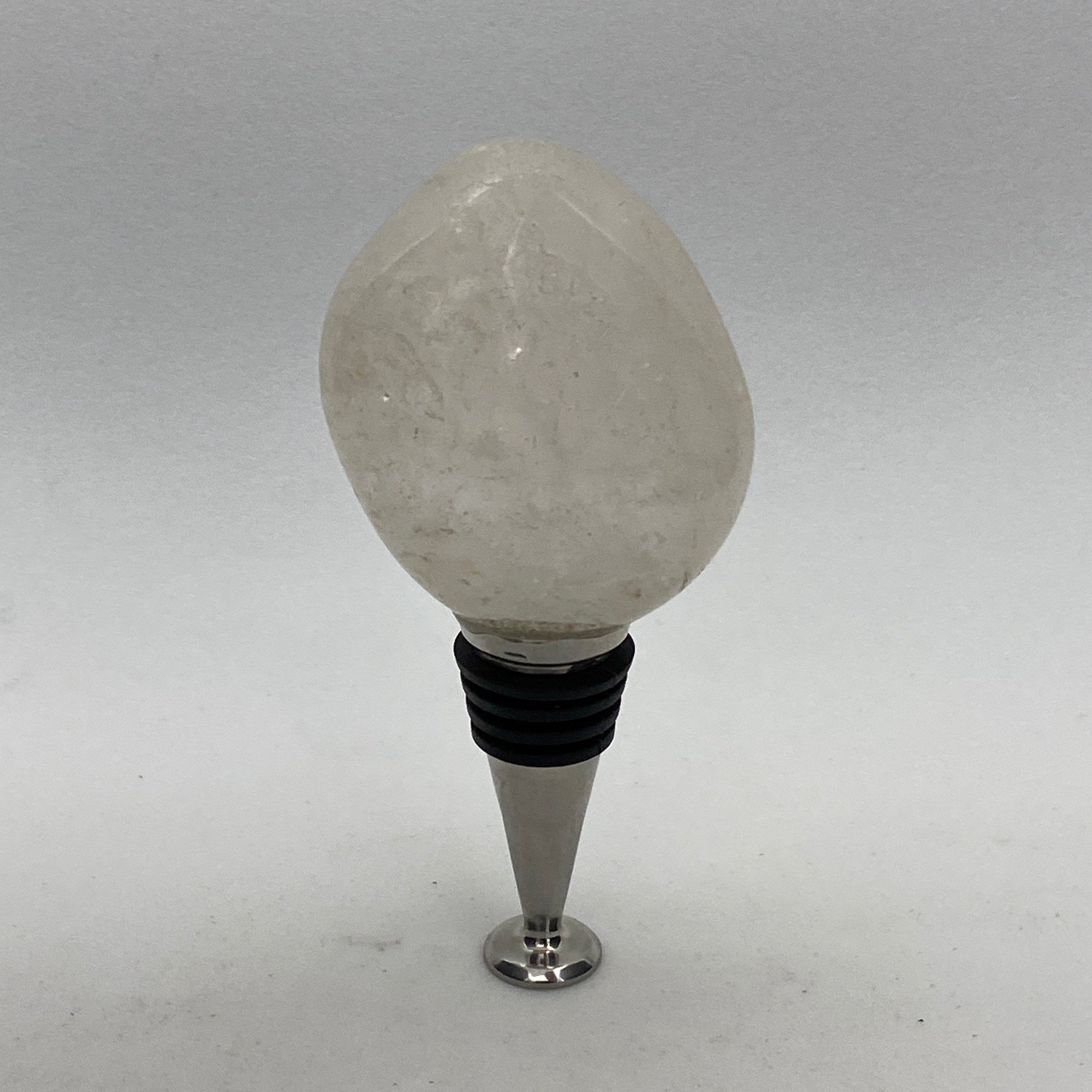 [shopname] - Wine bottle stopper made from tumbled quartz, rock decor