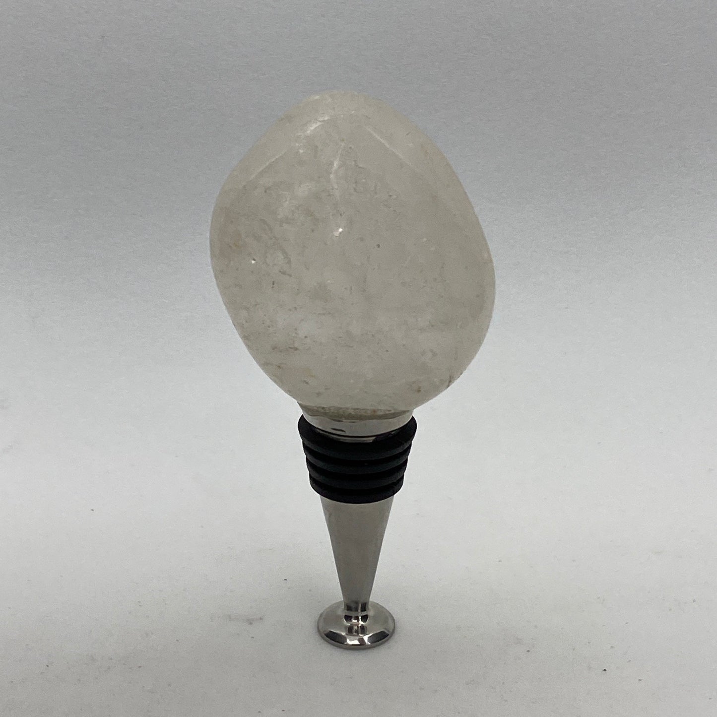 [shopname] - Wine bottle stopper made from tumbled quartz, rock decor