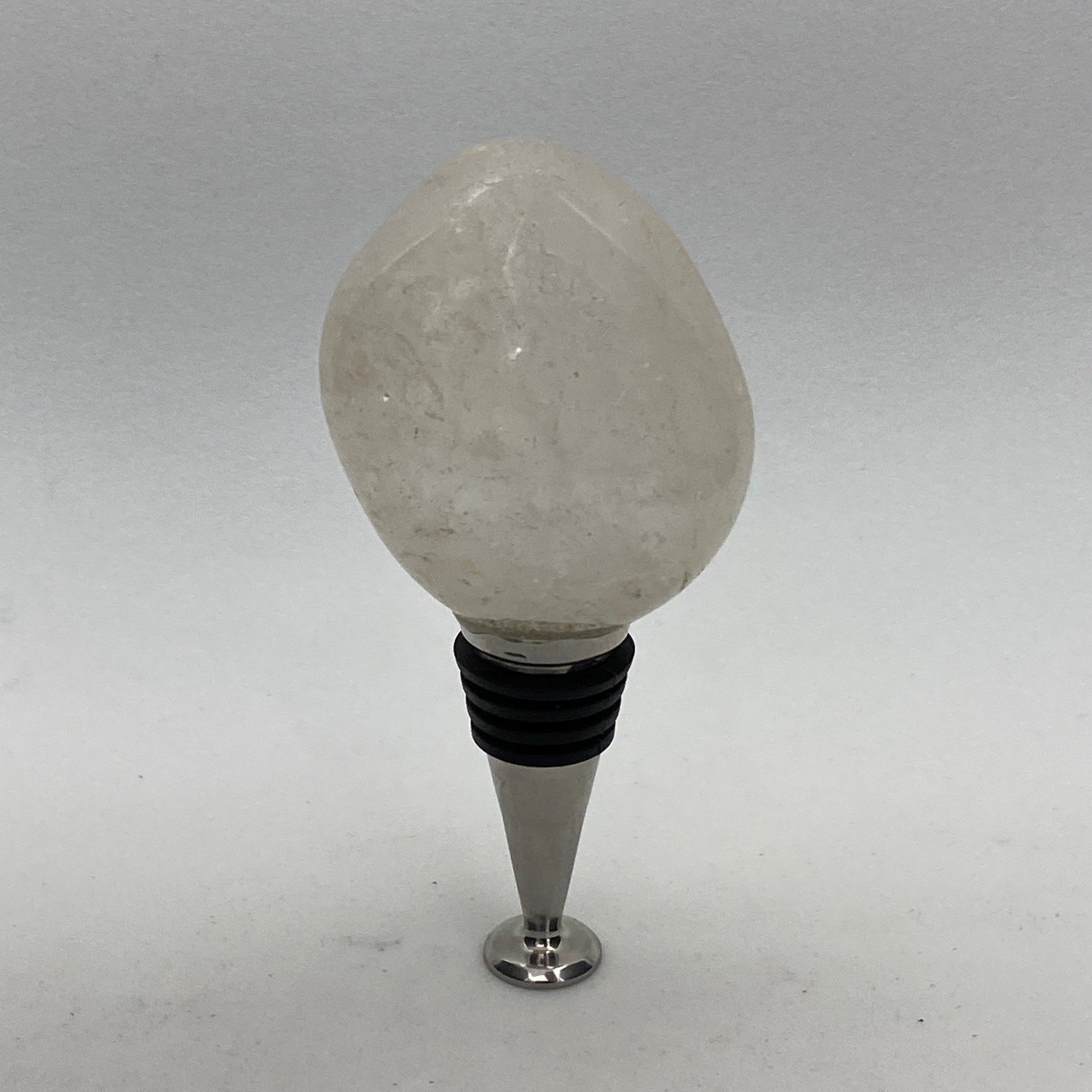 [shopname] - Wine bottle stopper made from tumbled quartz, rock decor