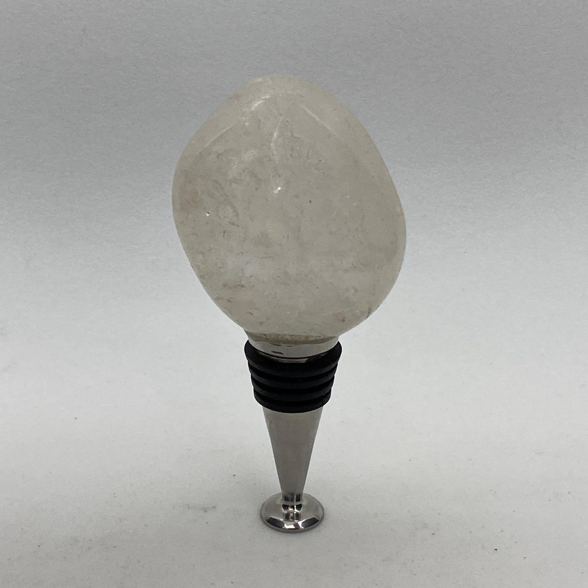 [shopname] - Wine bottle stopper made from tumbled quartz, rock decor