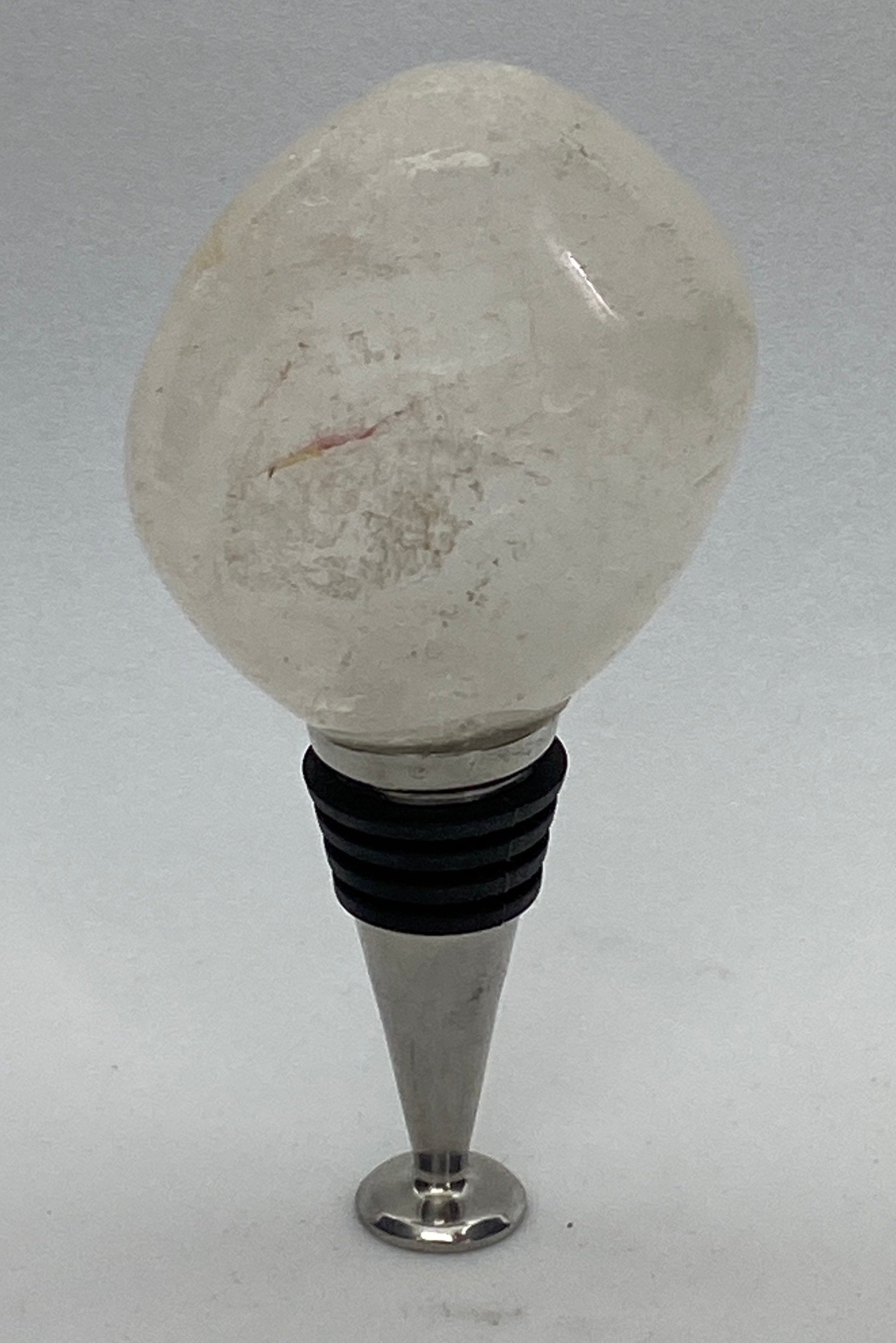 [shopname] - Wine bottle stopper made from tumbled quartz, rock decor