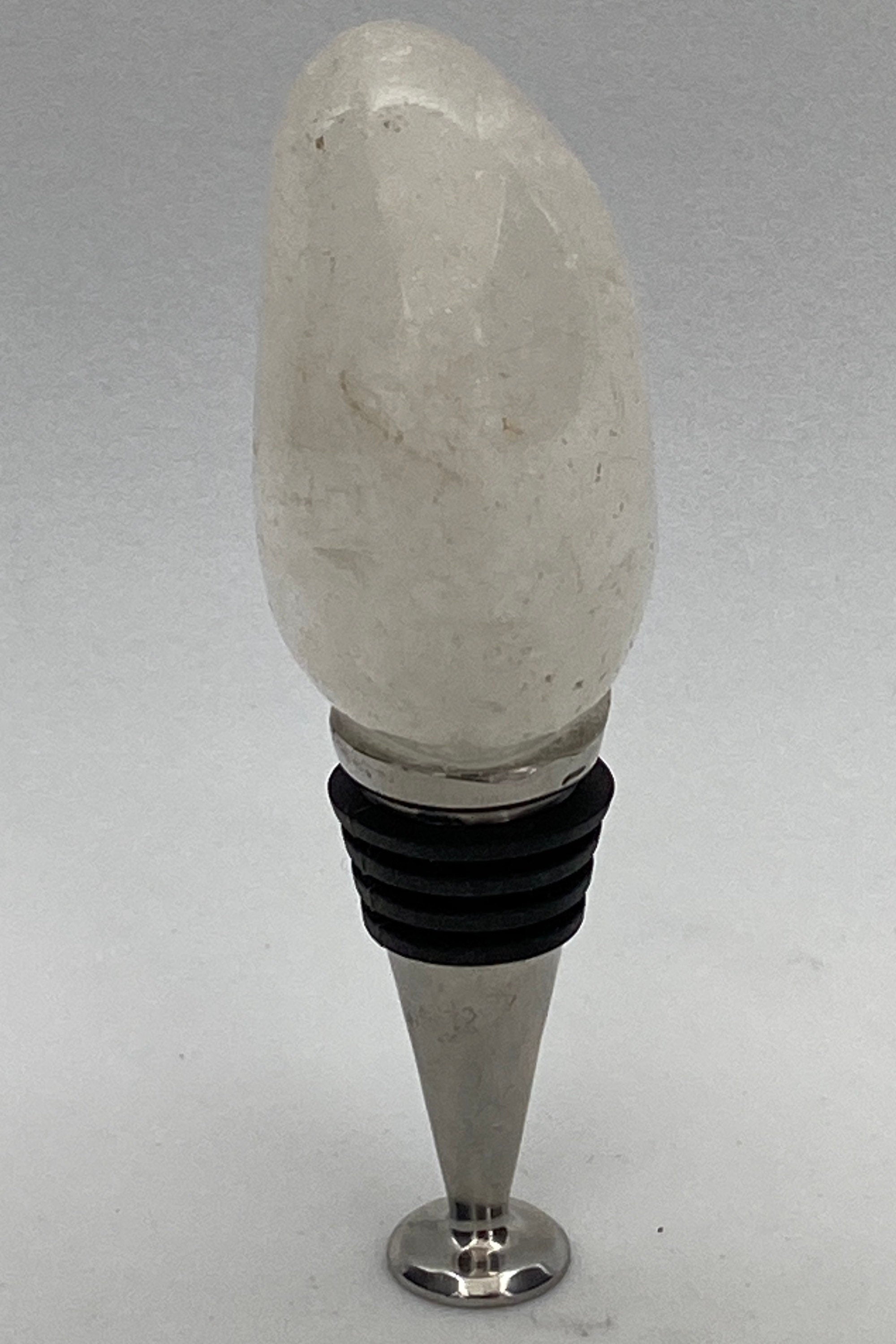 [shopname] - Wine bottle stopper made from tumbled quartz, rock decor