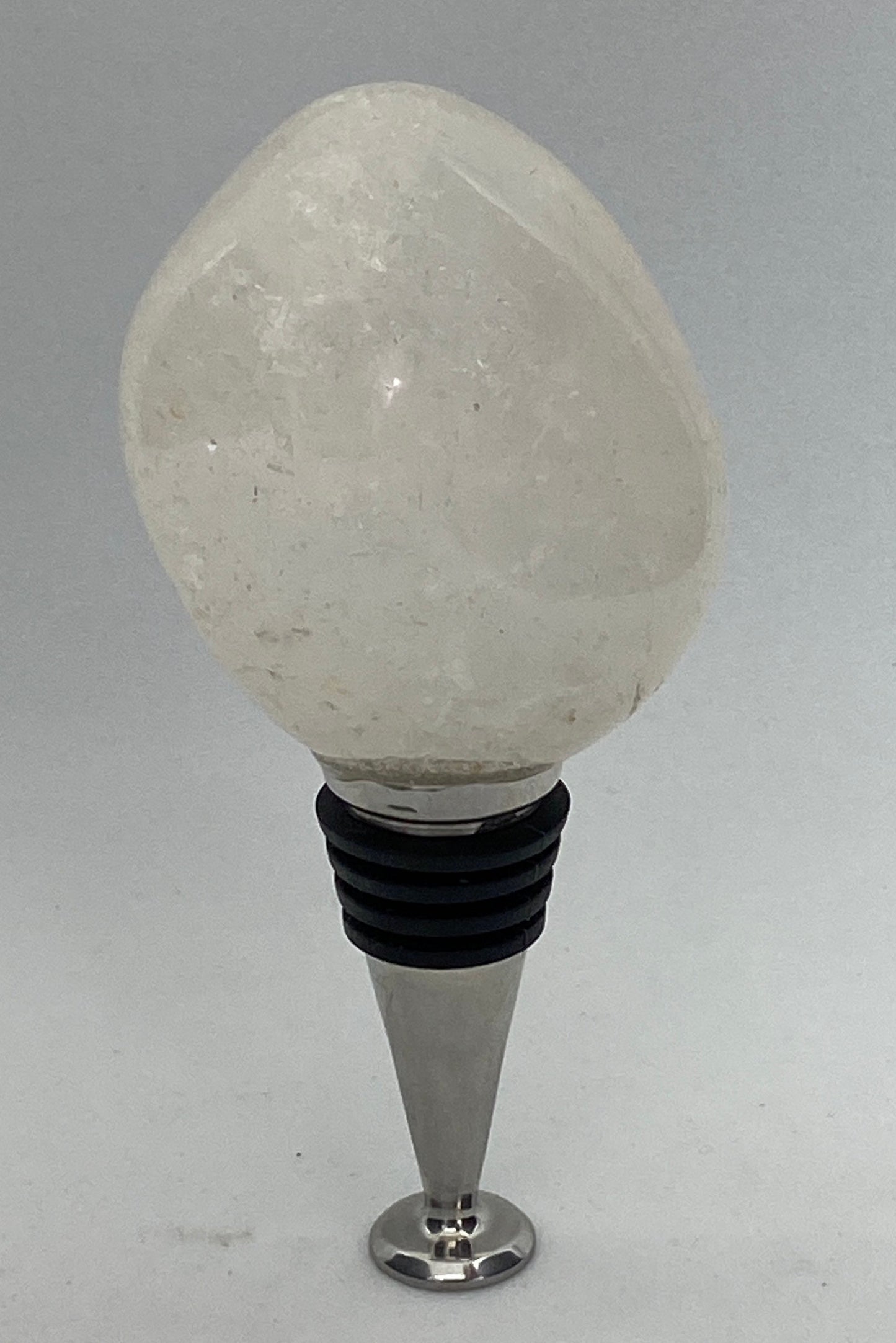[shopname] - Wine bottle stopper made from tumbled quartz, rock decor
