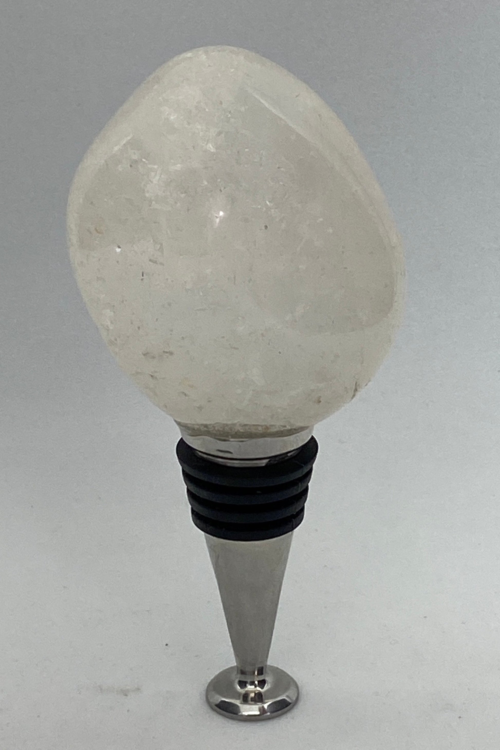 [shopname] - Wine bottle stopper made from tumbled quartz, rock decor