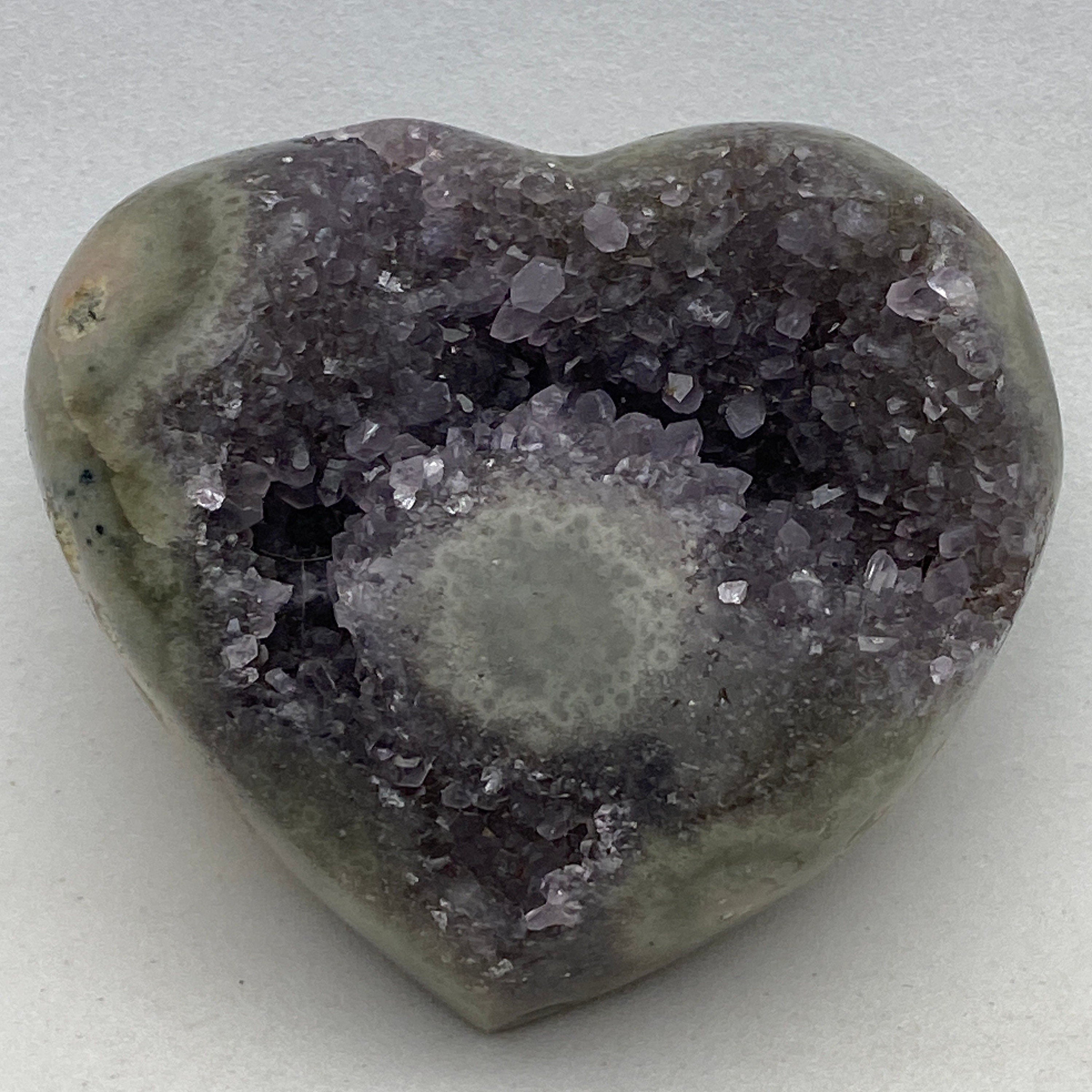 [shopname] - Heart-shaped Amethyst carving, rock decor