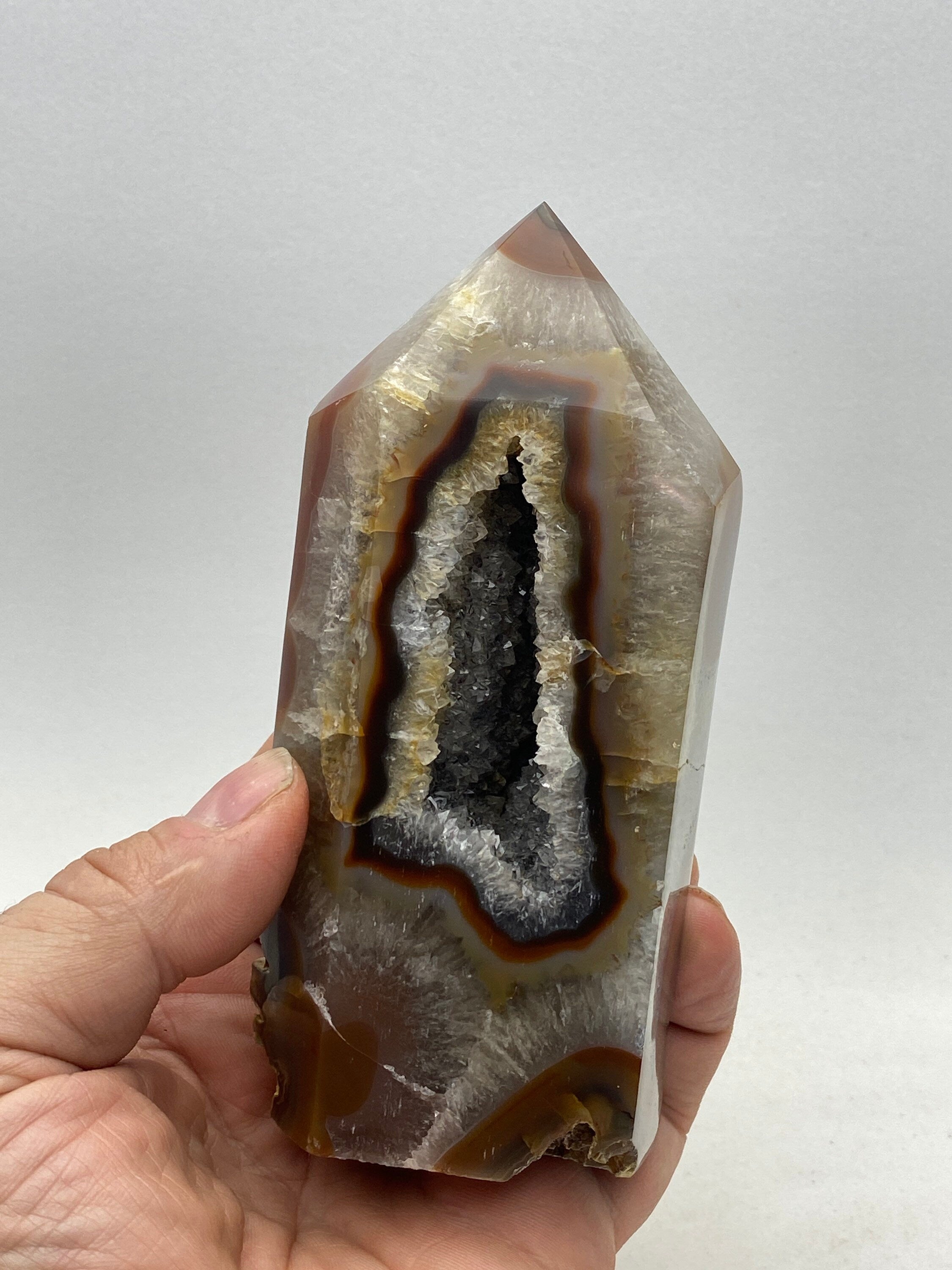 [shopname] - Agate geode obelisk, rock decor