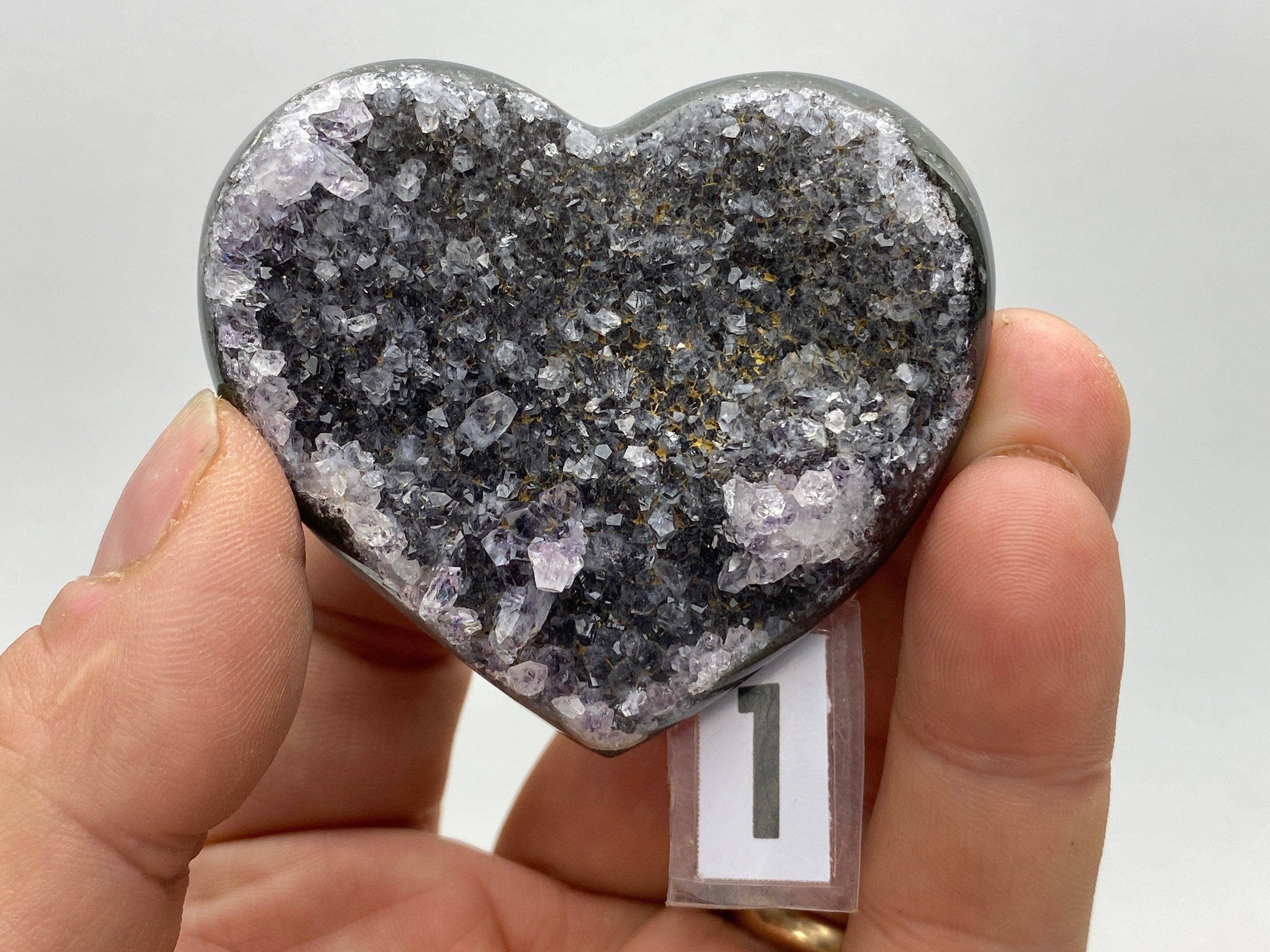 [shopname] - Heart-shaped Amethyst carving, rock decor