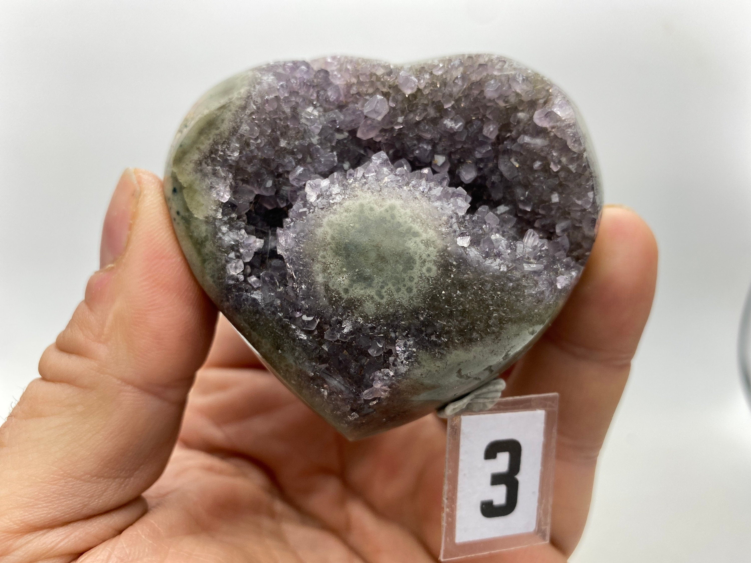 [shopname] - Heart-shaped Amethyst carving, rock decor