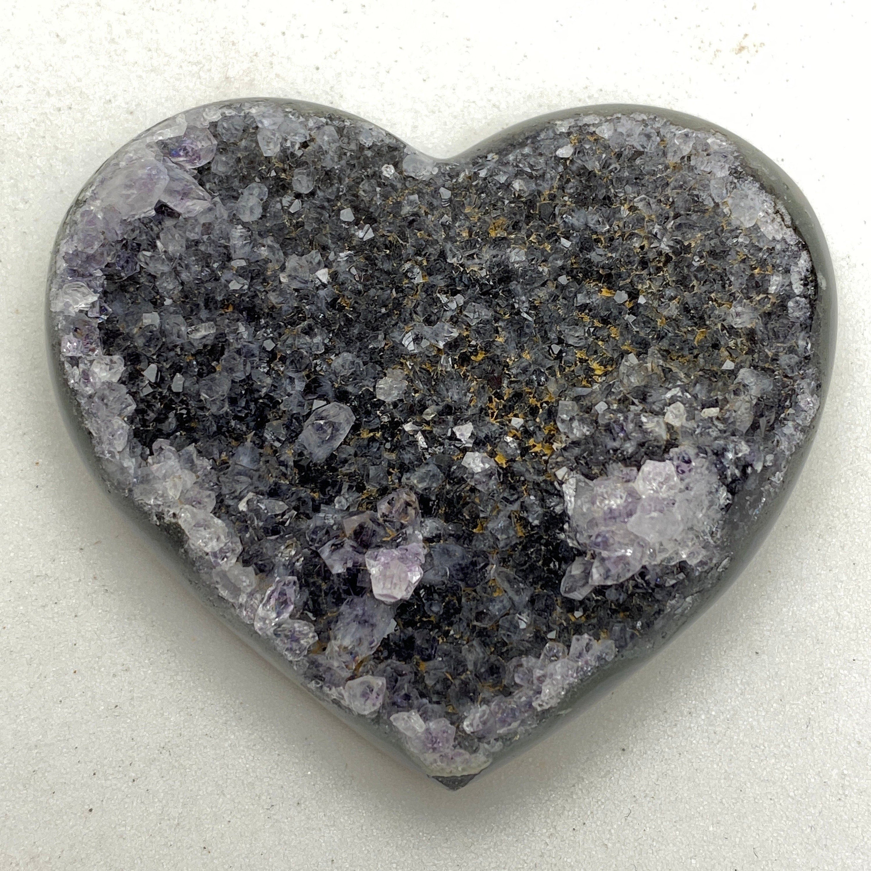 [shopname] - Heart-shaped Amethyst carving, rock decor
