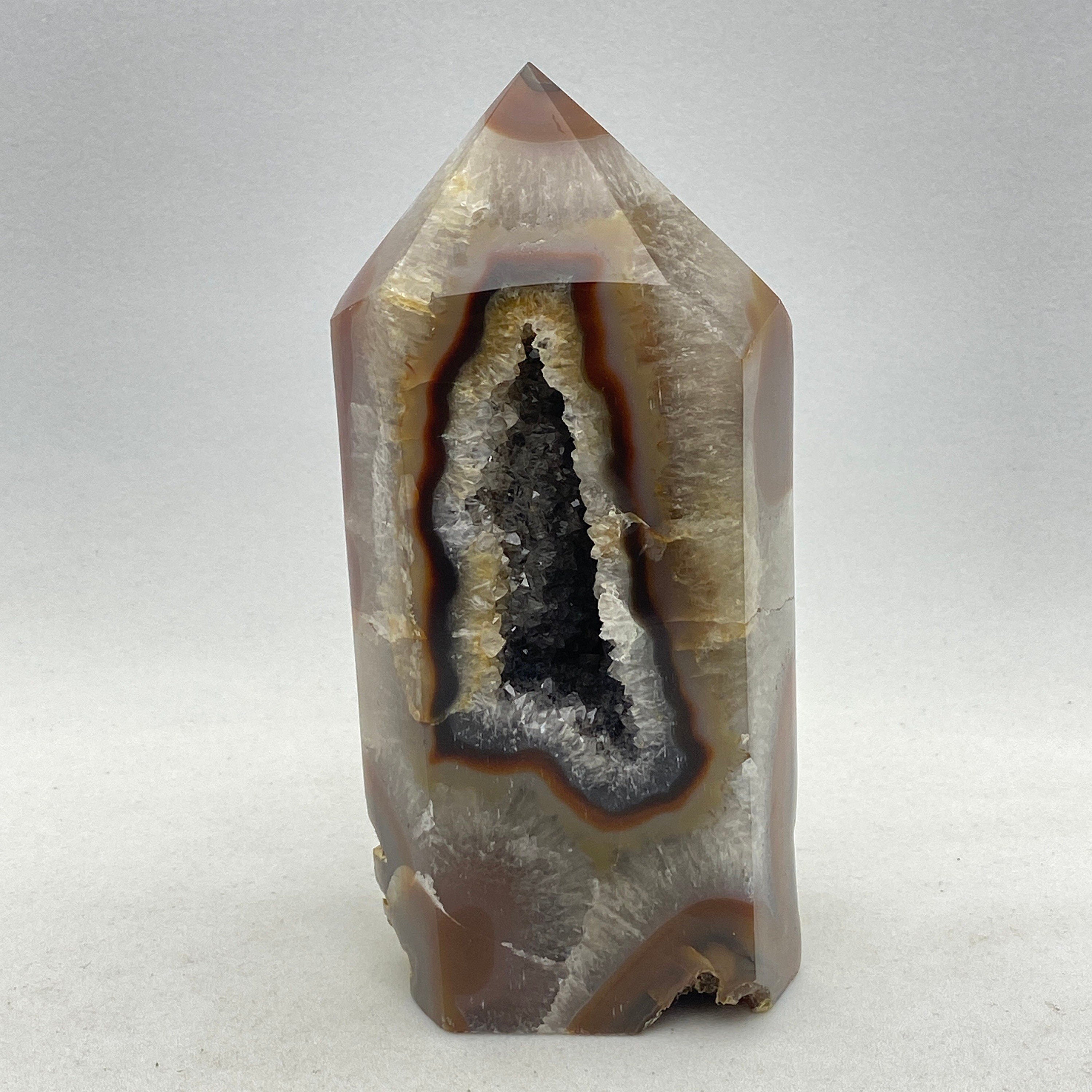[shopname] - Agate geode obelisk, rock decor