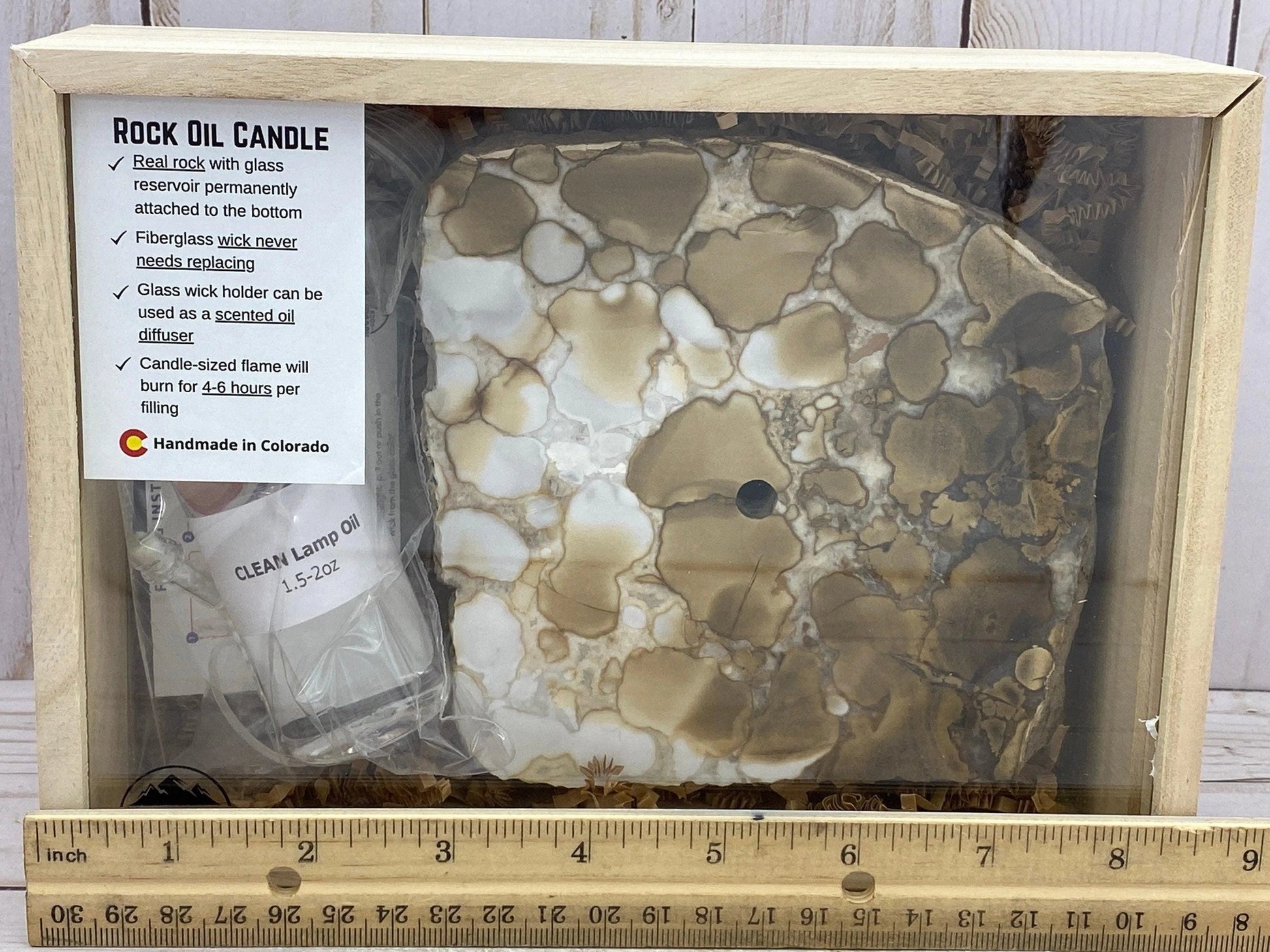 [shopname] - Spotted Agate Oil Candle Gift Box, rock decor