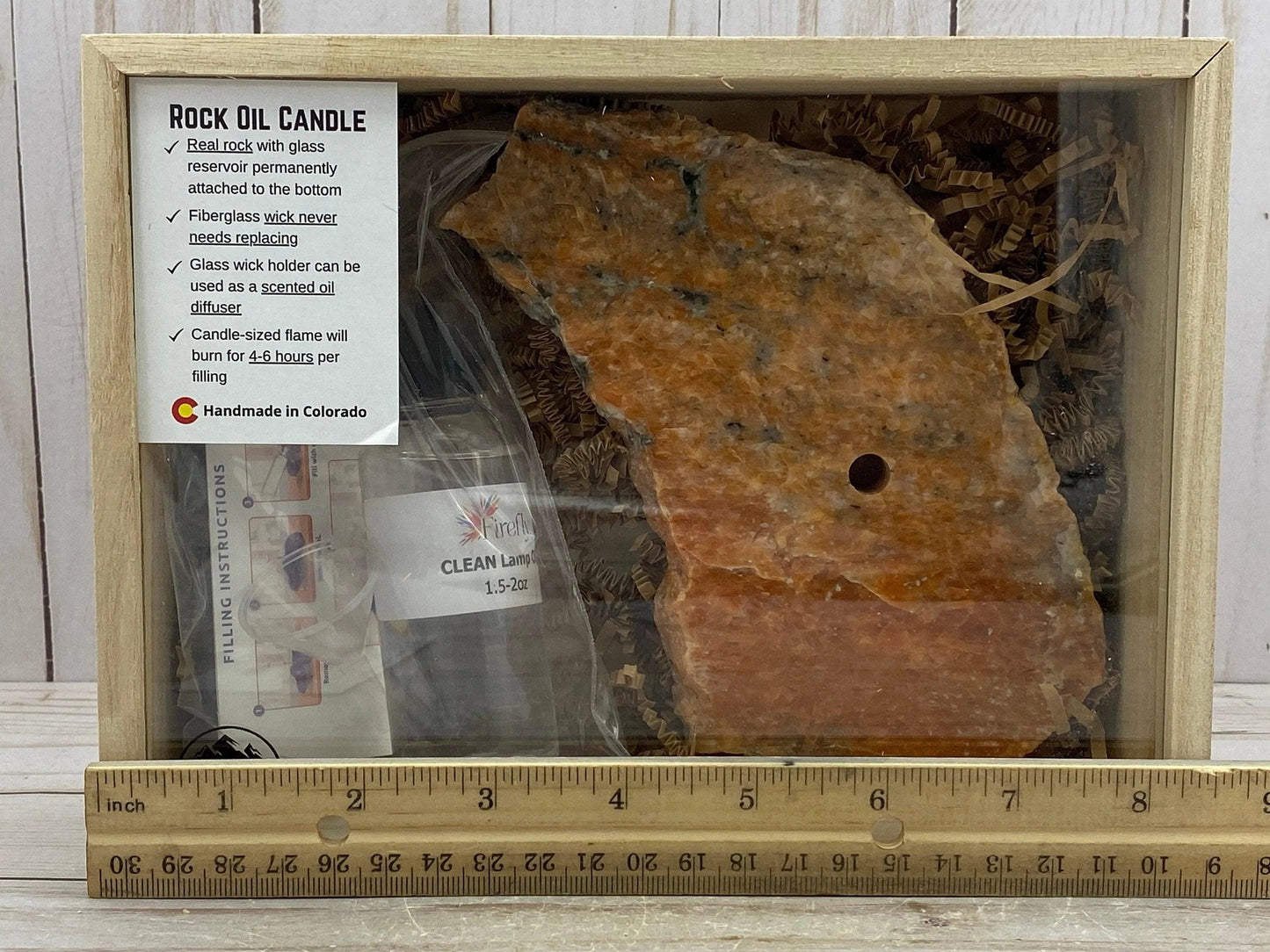 [shopname] - Orchid Calcite Rock Oil Lamp Gift Box, rock decor