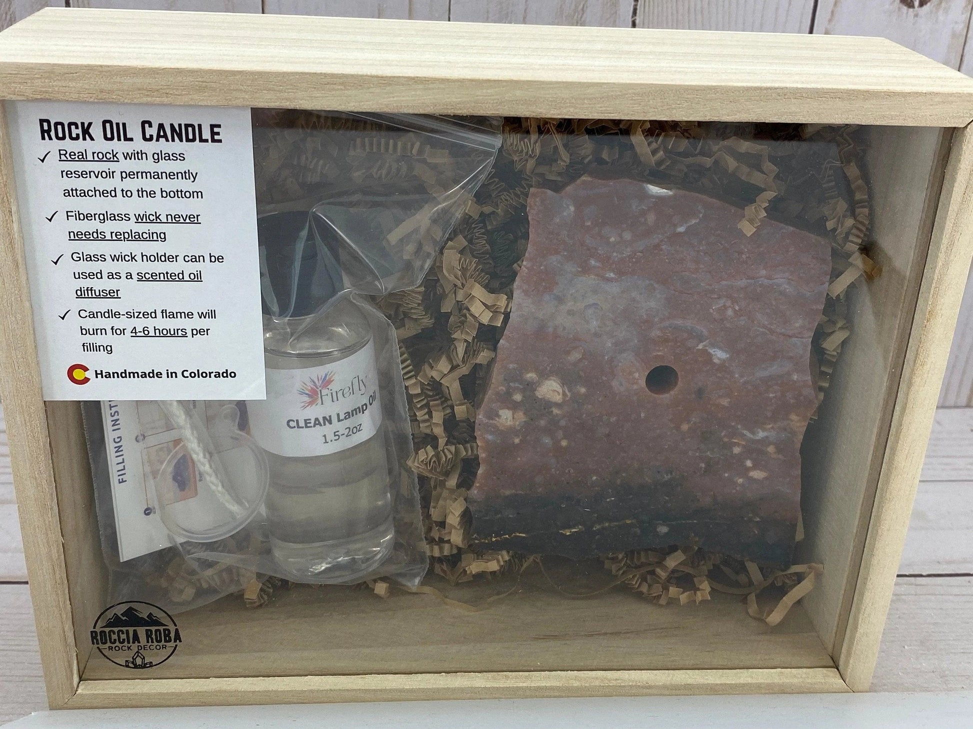 [shopname] - Red Jasper Rock Oil Candle Gift Box, rock decor