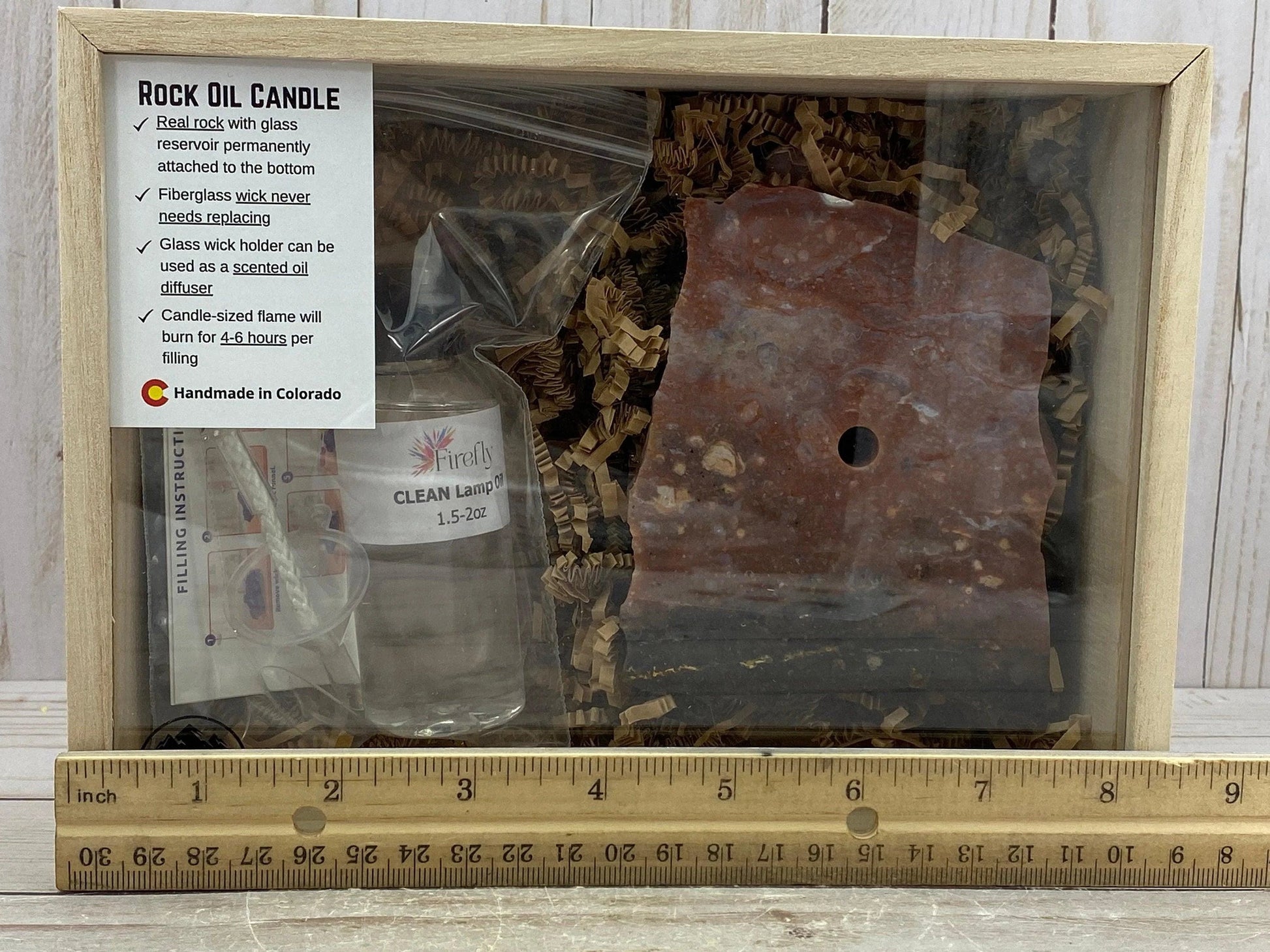 [shopname] - Red Jasper Rock Oil Candle Gift Box, rock decor