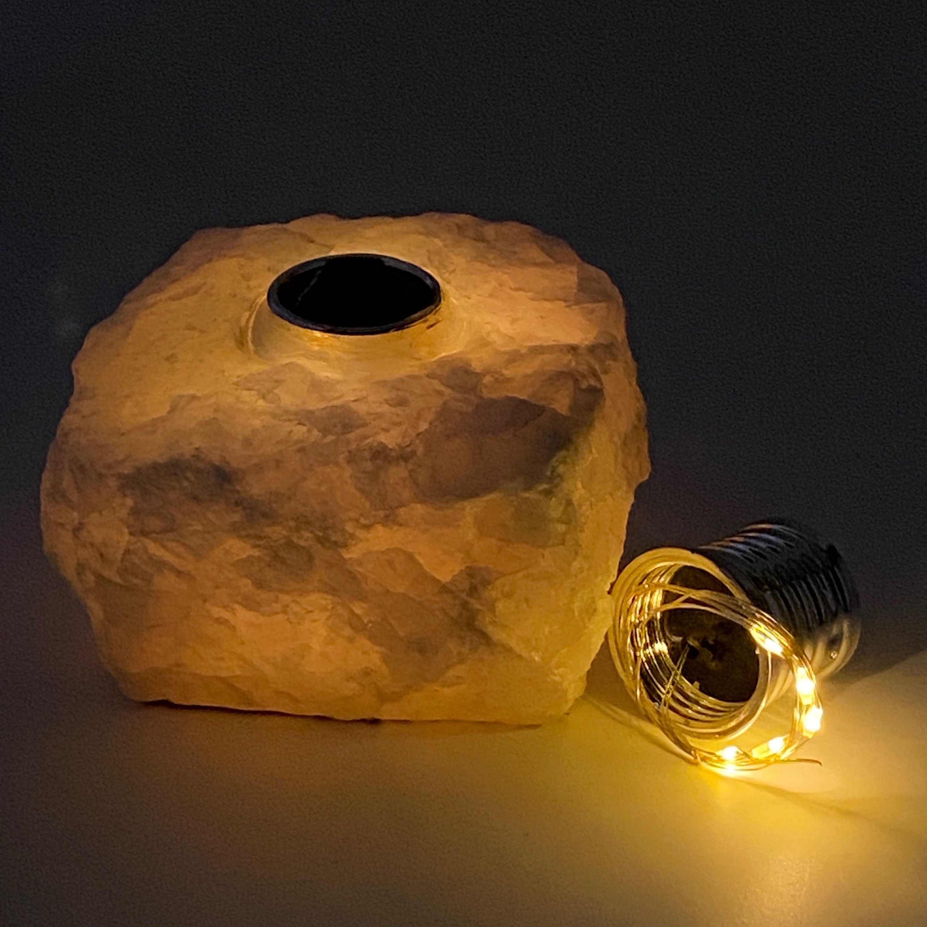 Solar powered rose quartz lamp