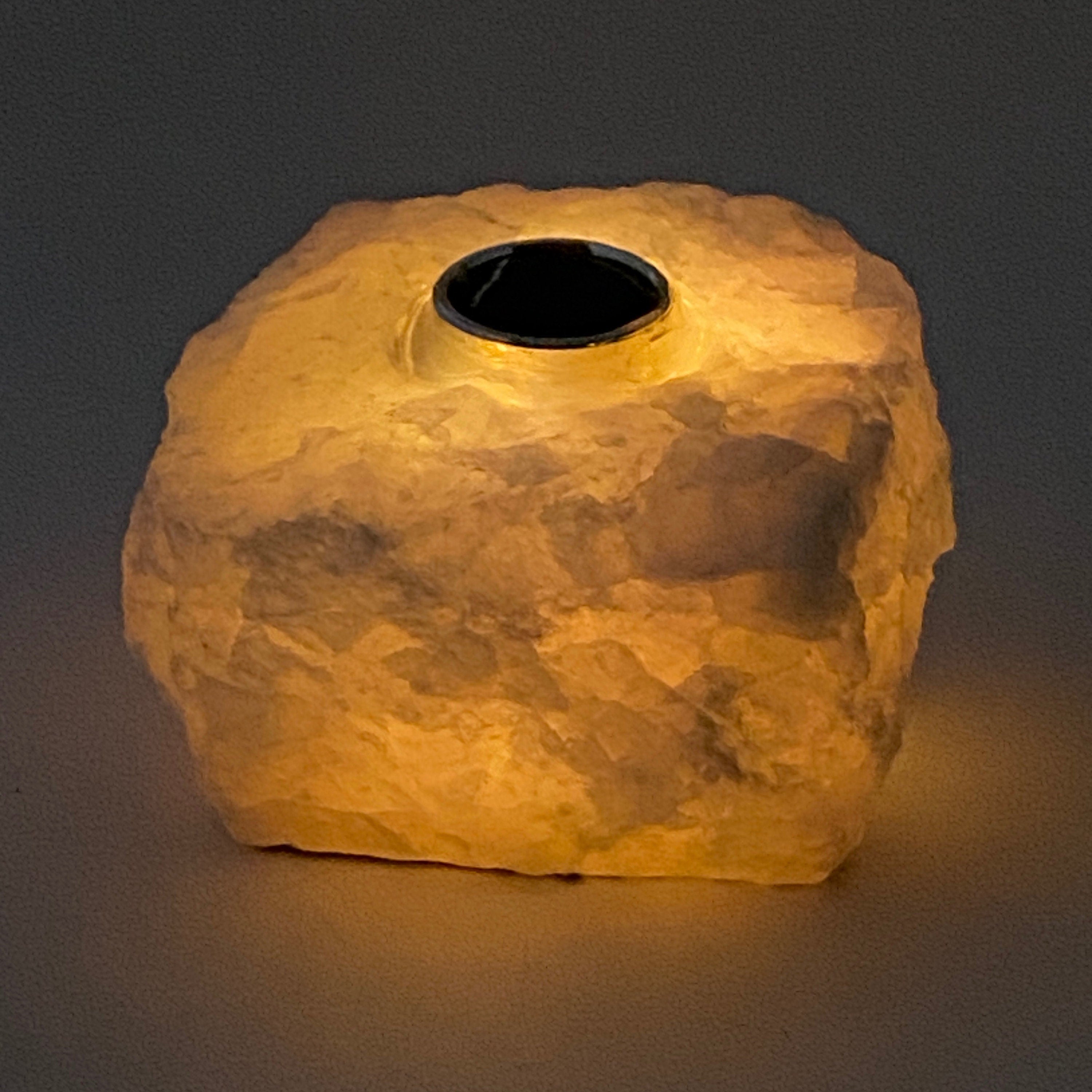 Solar powered rose quartz lamp