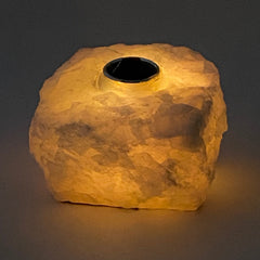 Solar powered rose quartz lamp