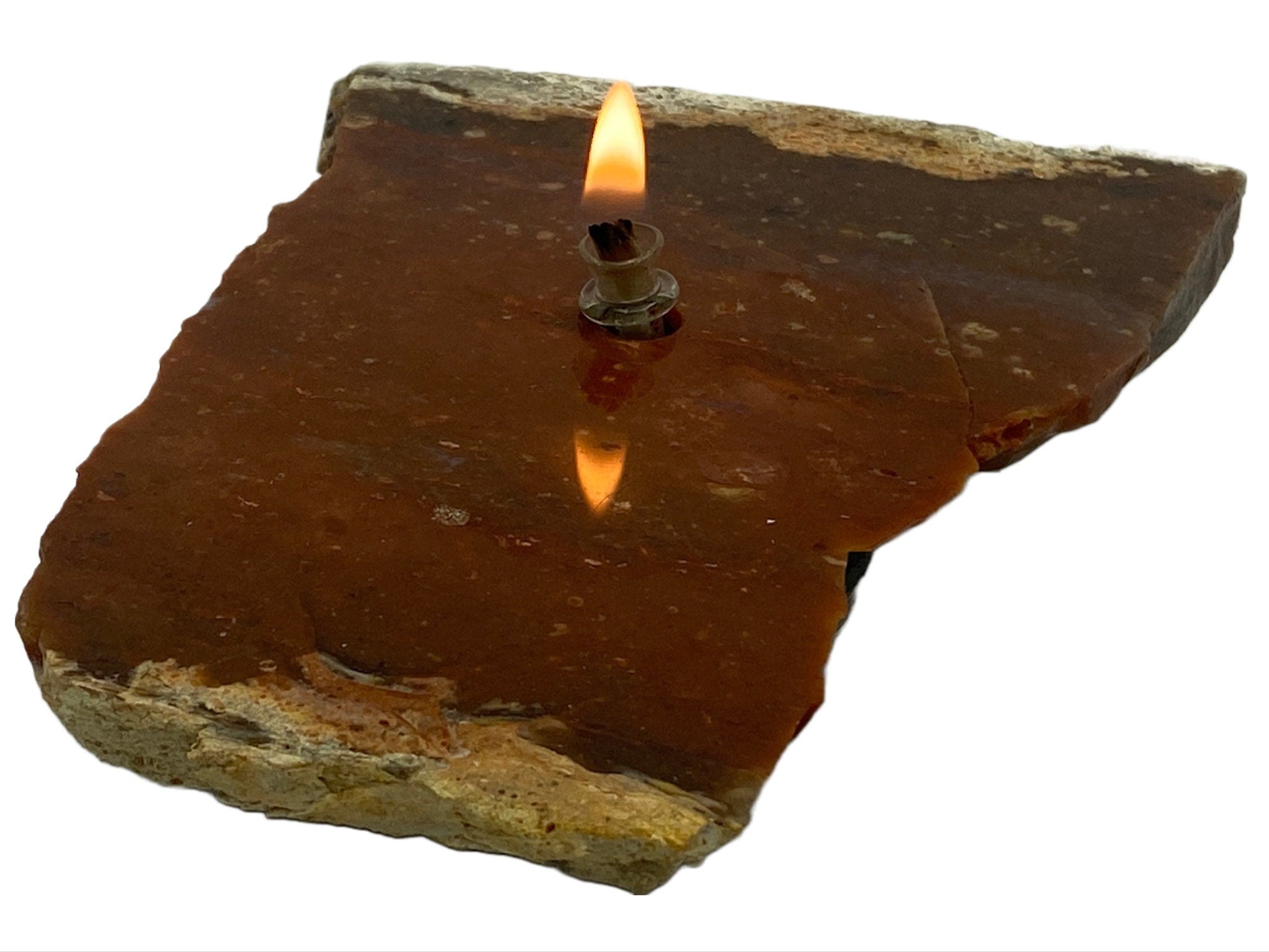 [shopname] - Rock Candle gift box - red jasper, rock decor