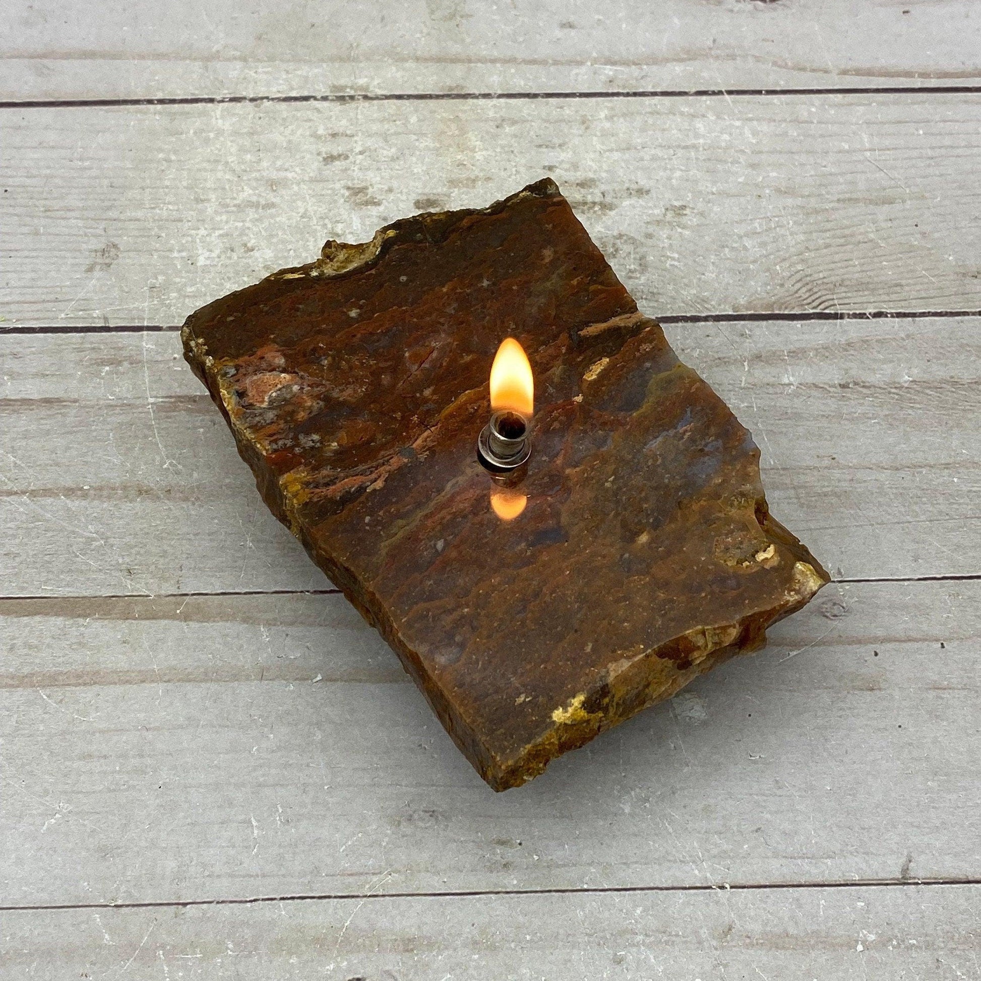 [shopname] - Red Jasper Rock Oil Candle Gift Box, rock decor