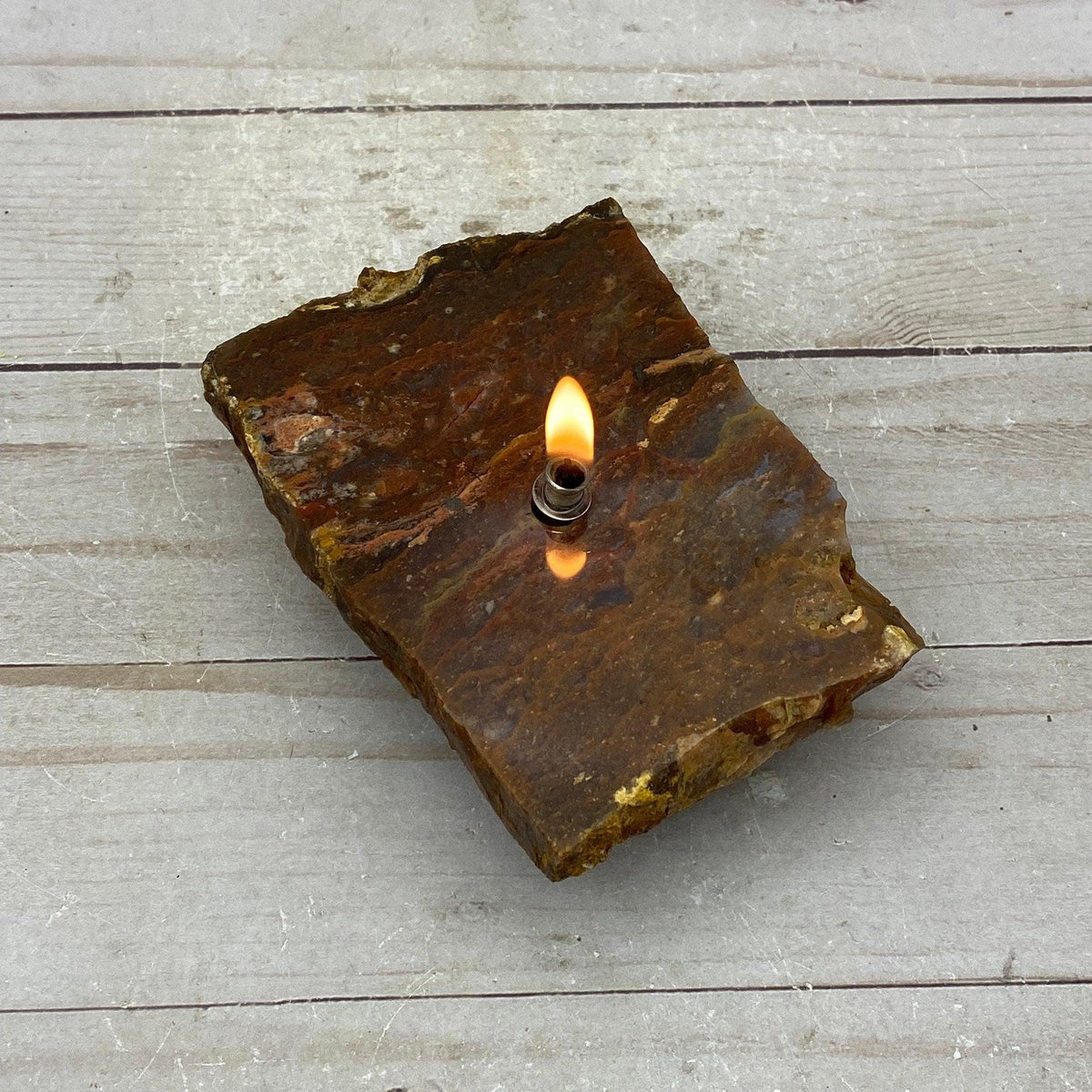 [shopname] - Rock Candle gift box - red jasper, rock decor