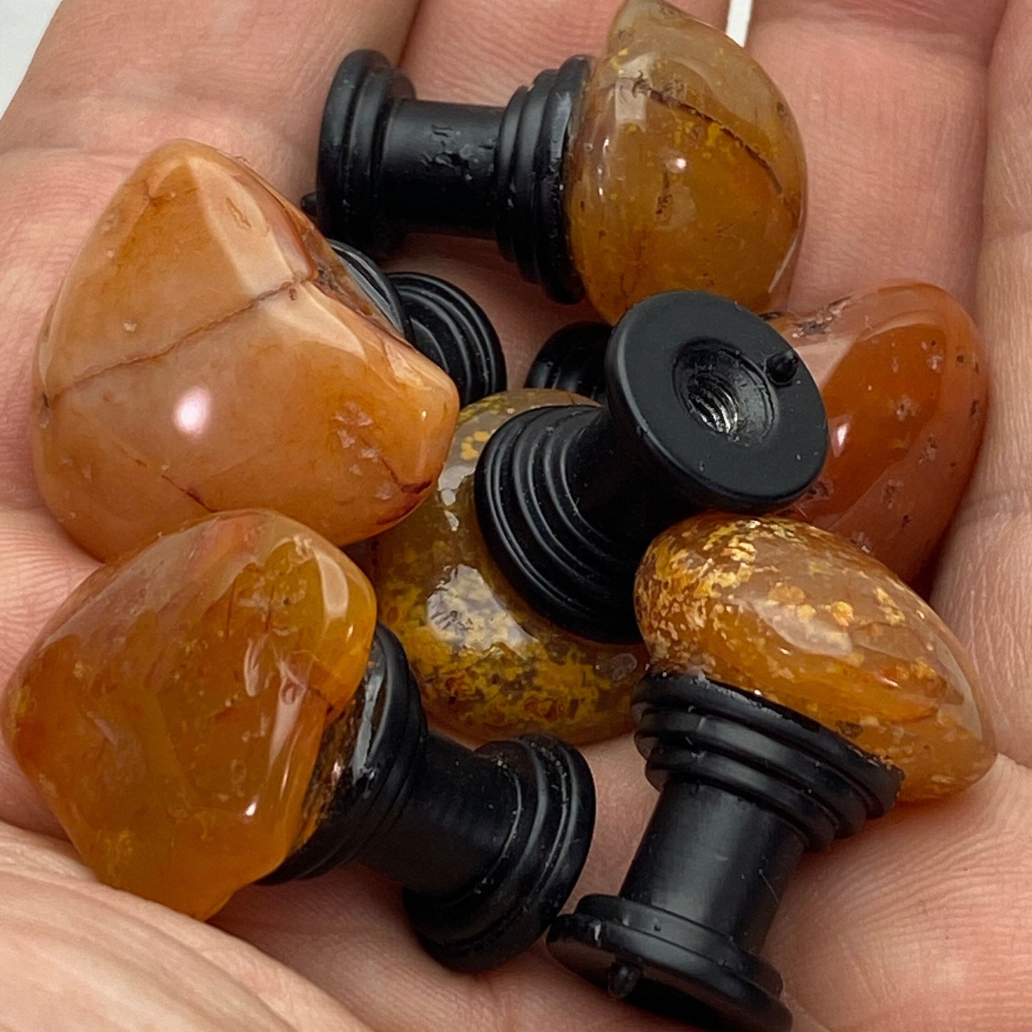 [shopname] - Tumbled carnelian drawer cabinet rock knobs, rock decor