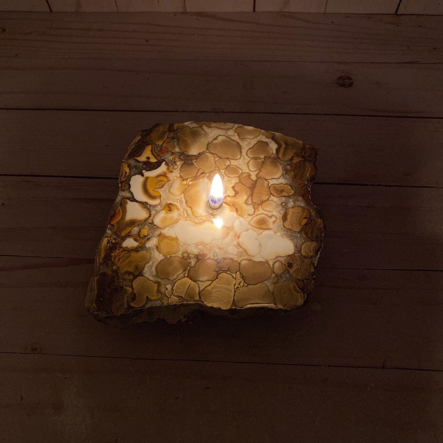 [shopname] - Spotted Agate Oil Candle Gift Box, rock decor