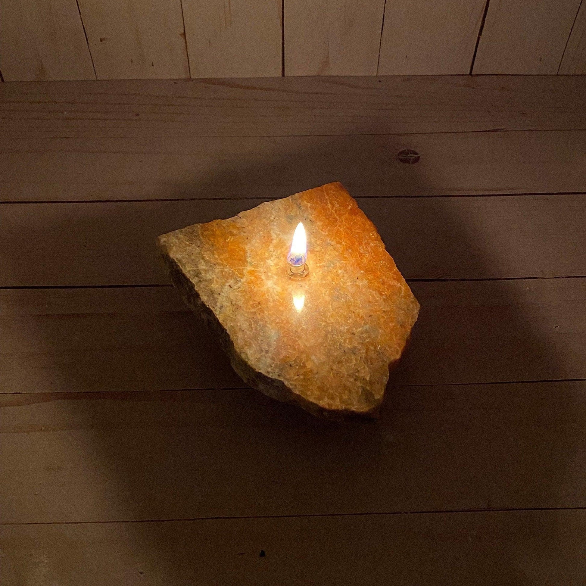 [shopname] - Orchid Calcite Rock Oil Lamp Gift Box, rock decor