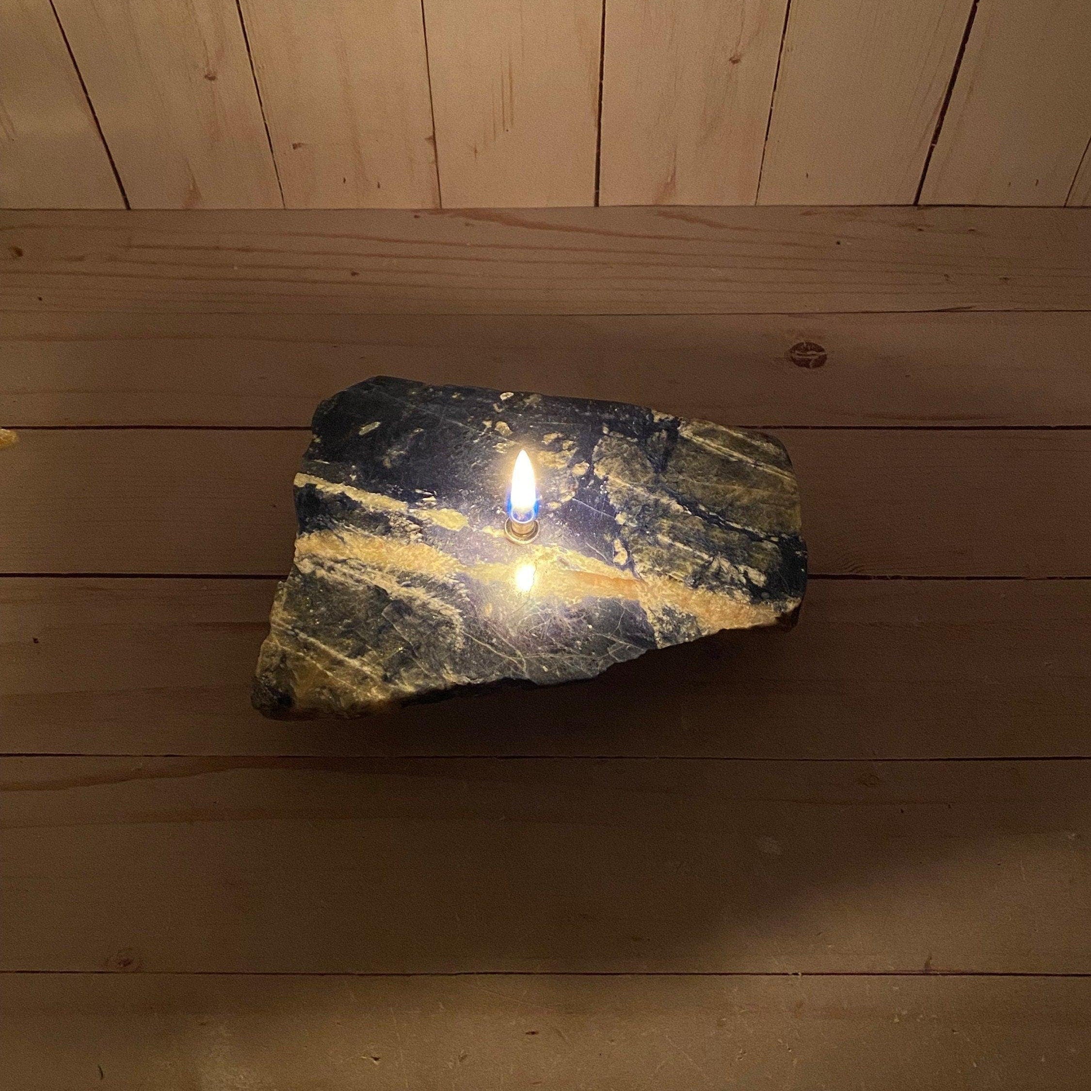 [shopname] - Rock Candle gift box - sodalite, rock decor