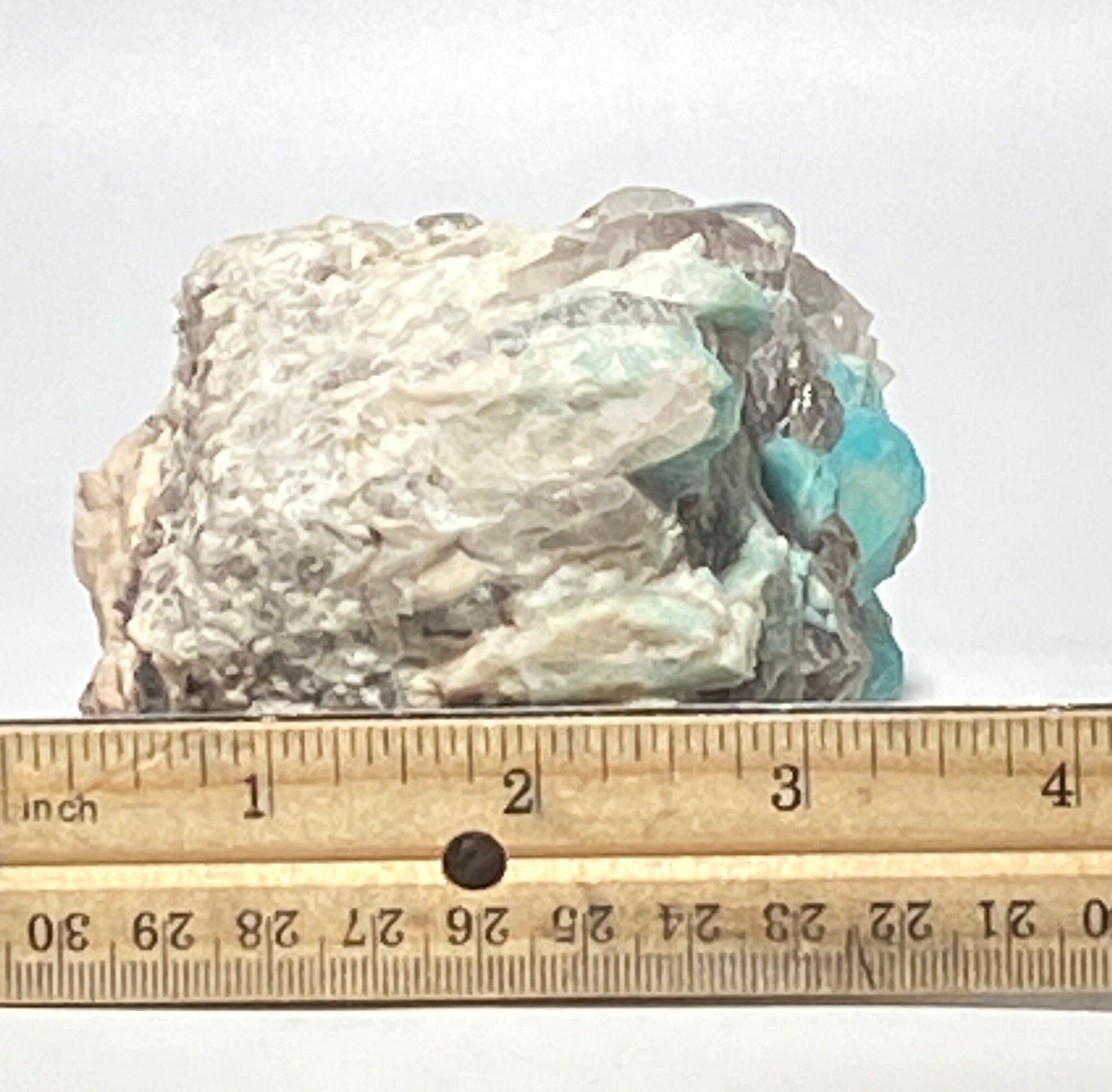 Amazonite crystal with smoky quartz