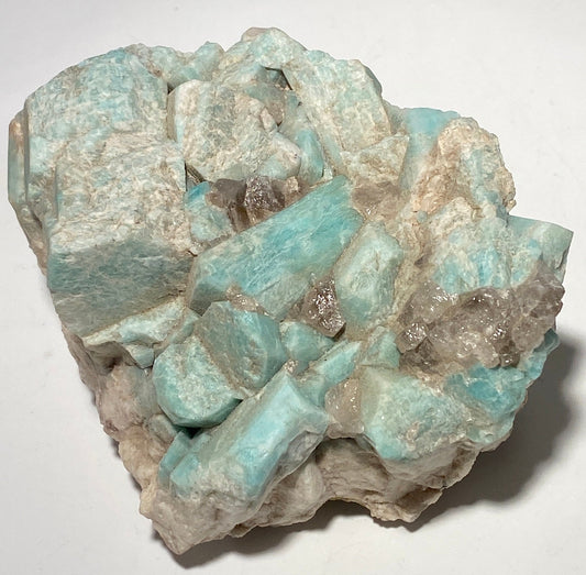 [shopname] - Colorado Amazonite Rock Candle with smoky quartz, rock decor