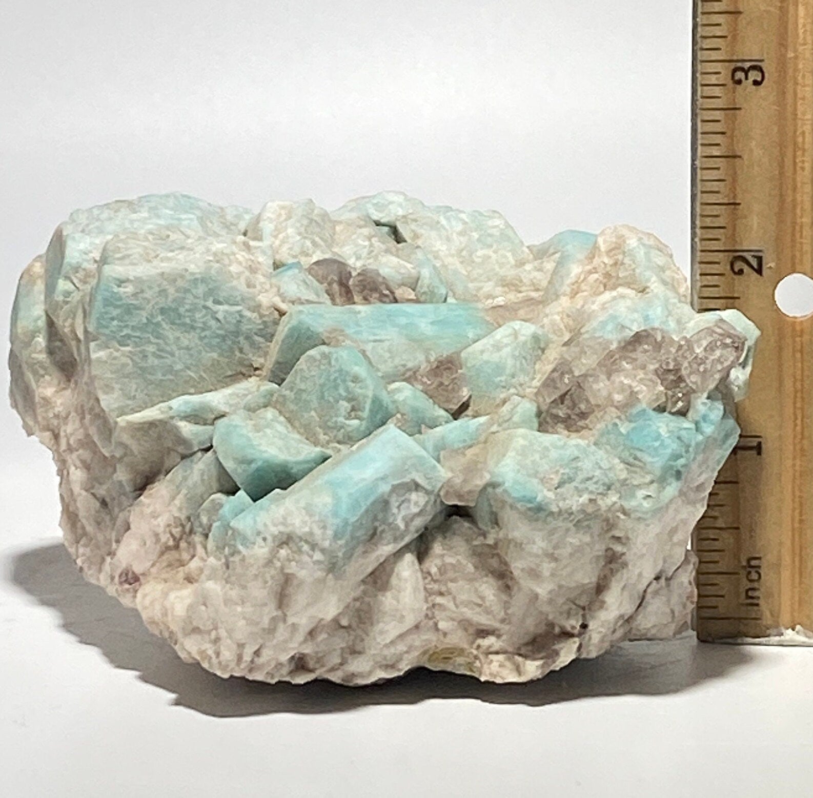 [shopname] - Colorado Amazonite Rock Candle with smoky quartz, rock decor
