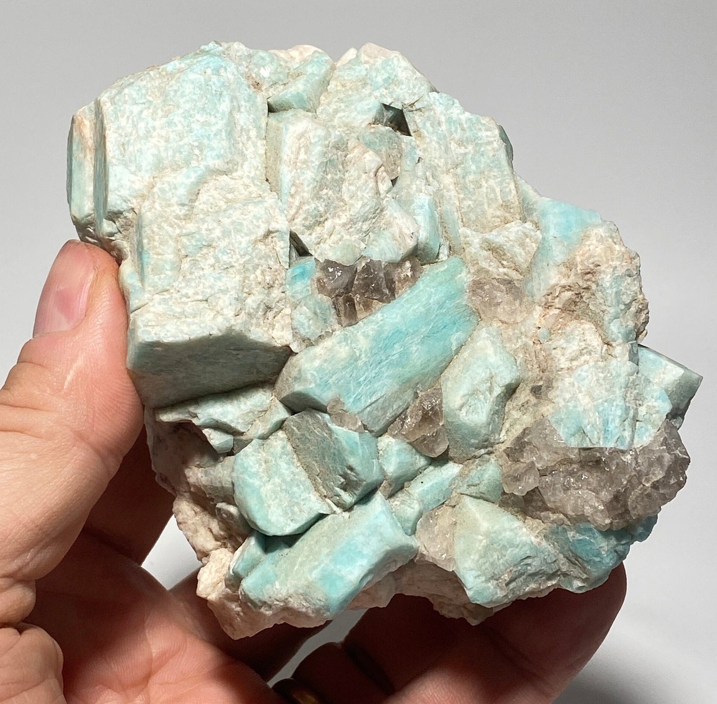 [shopname] - Colorado Amazonite Rock Candle with smoky quartz, rock decor
