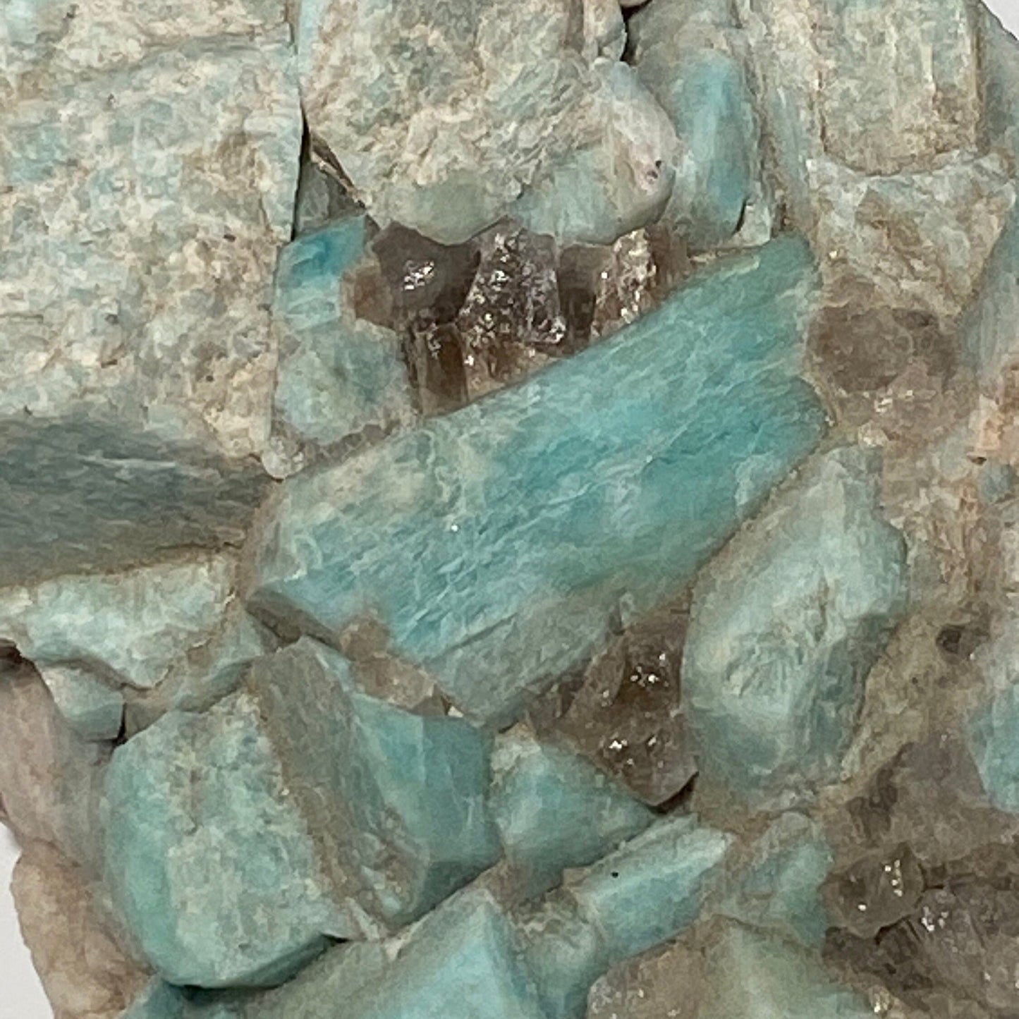 [shopname] - Colorado Amazonite Rock Candle with smoky quartz, rock decor