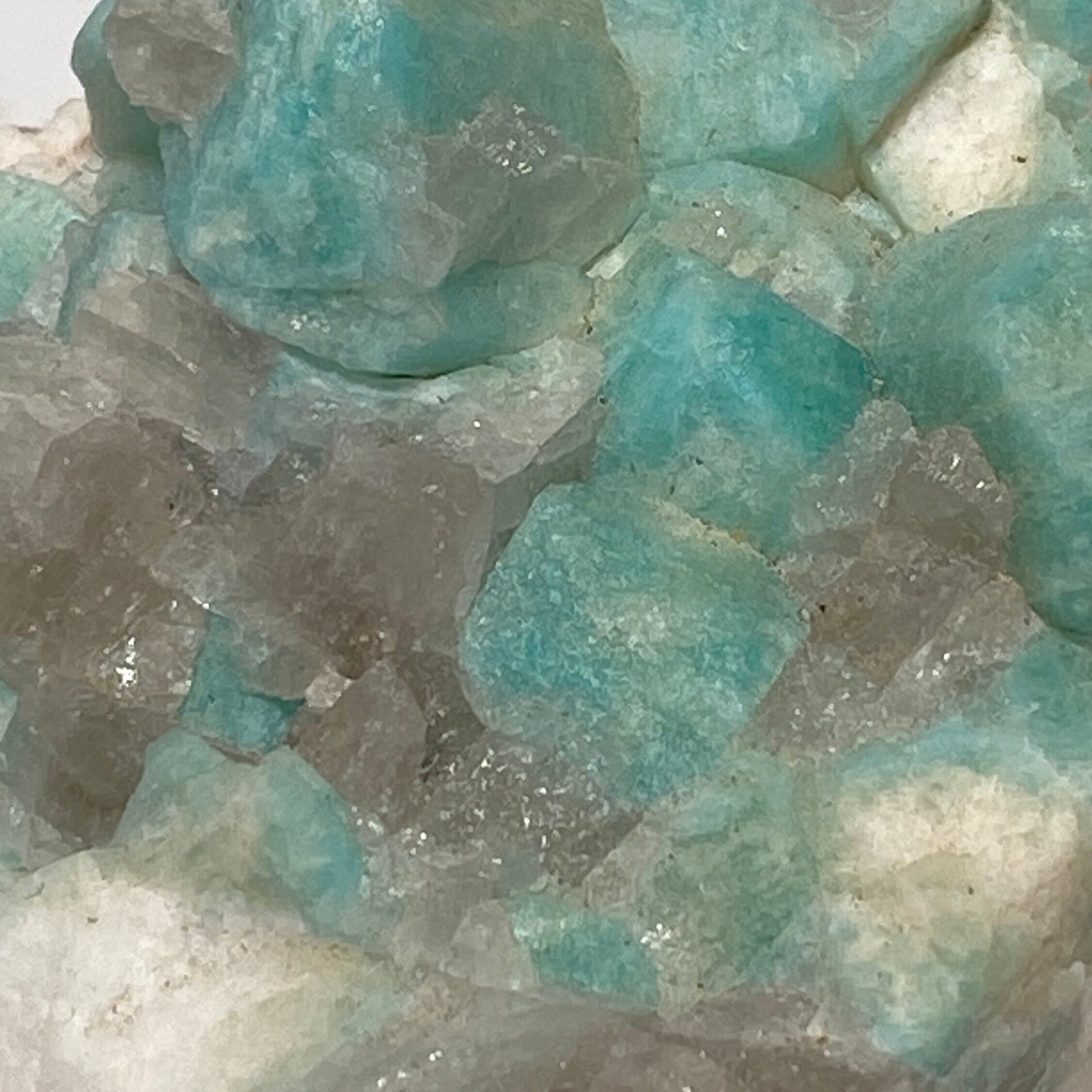 [shopname] - Amazonite crystal with smoky quartz, rock decor