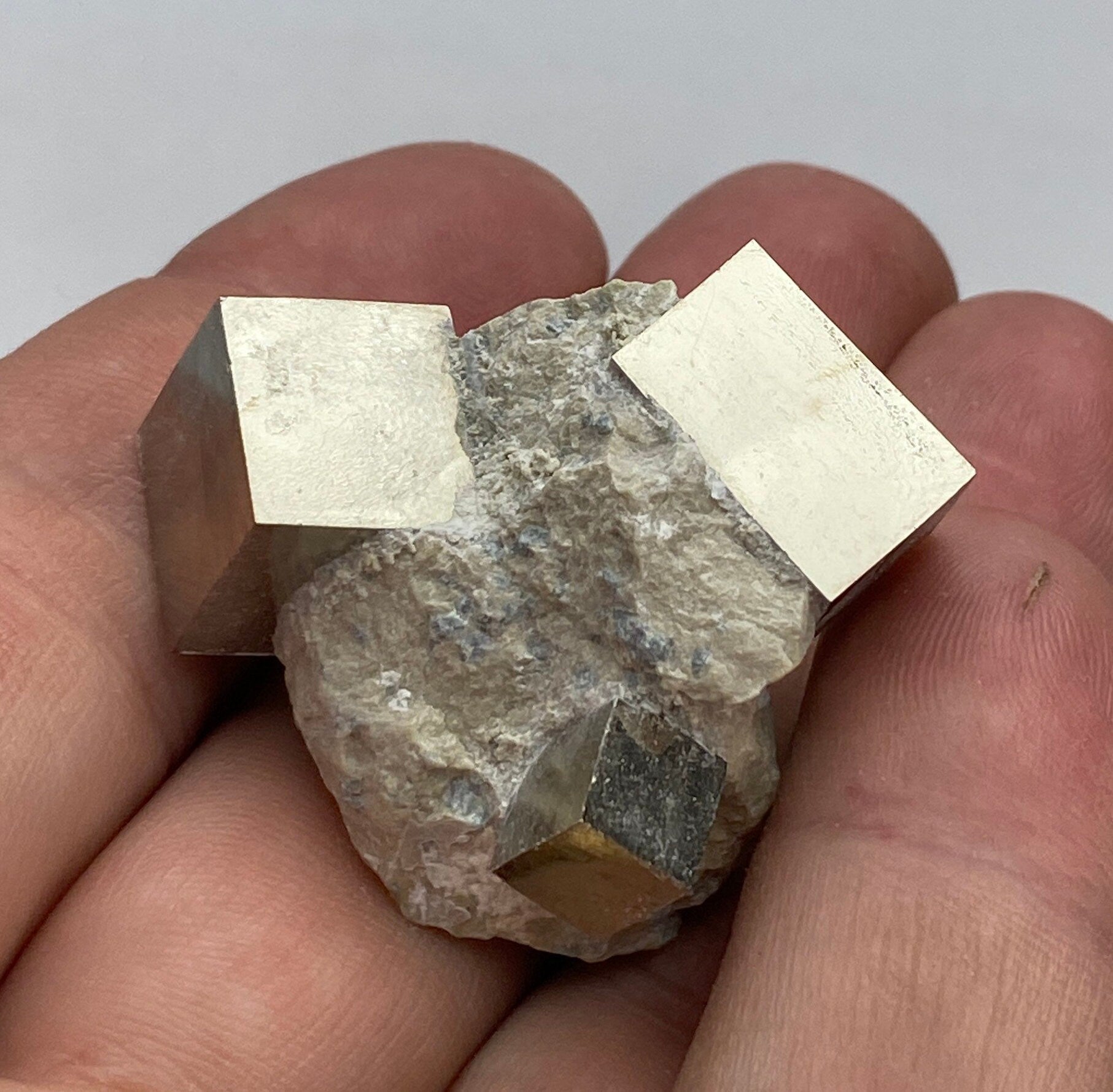 [shopname] - Small Pyrite cube crystals in Matrix from Navajun Spain, rock decor
