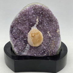 [shopname] - Amethyst geode cluster on a wood base, rock decor