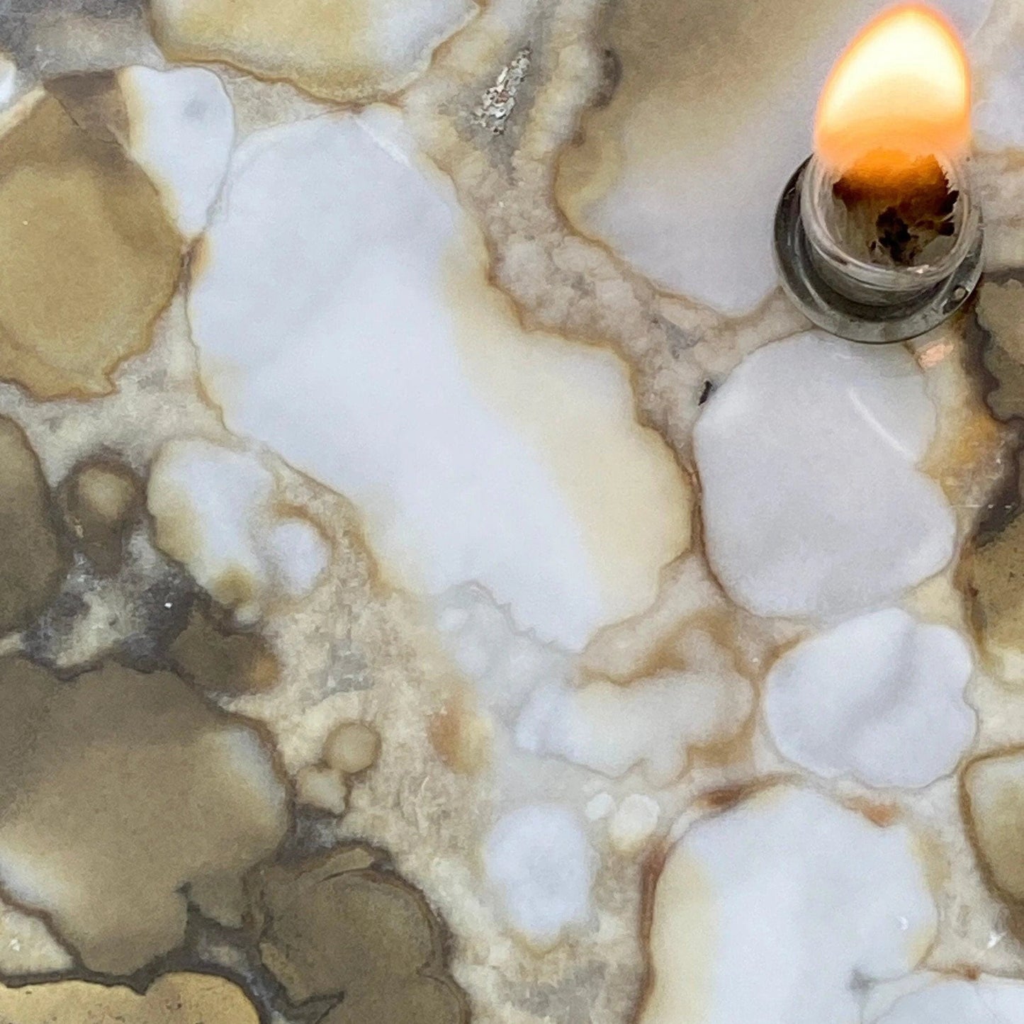 [shopname] - Spotted Agate Oil Candle Gift Box, rock decor