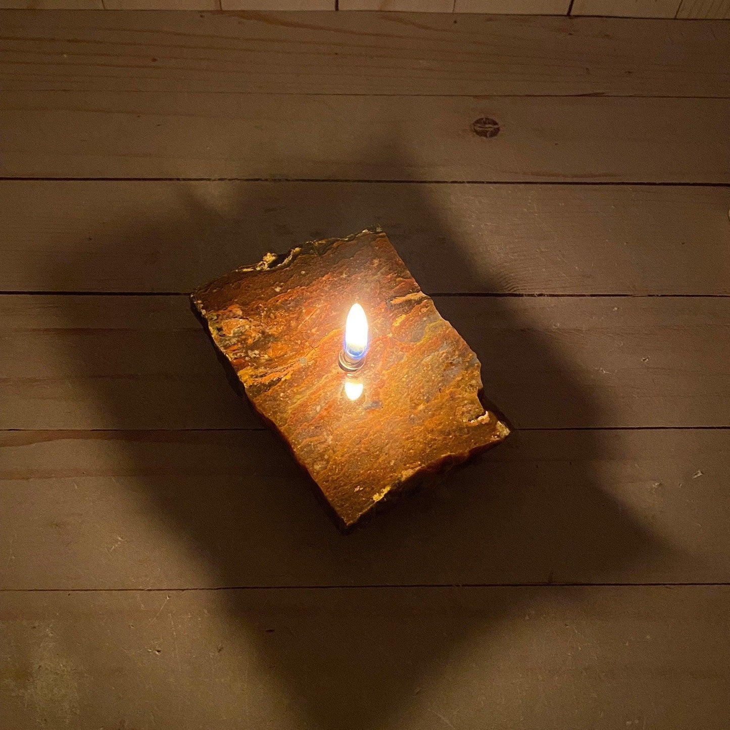 [shopname] - Red Jasper Rock Oil Candle Gift Box, rock decor