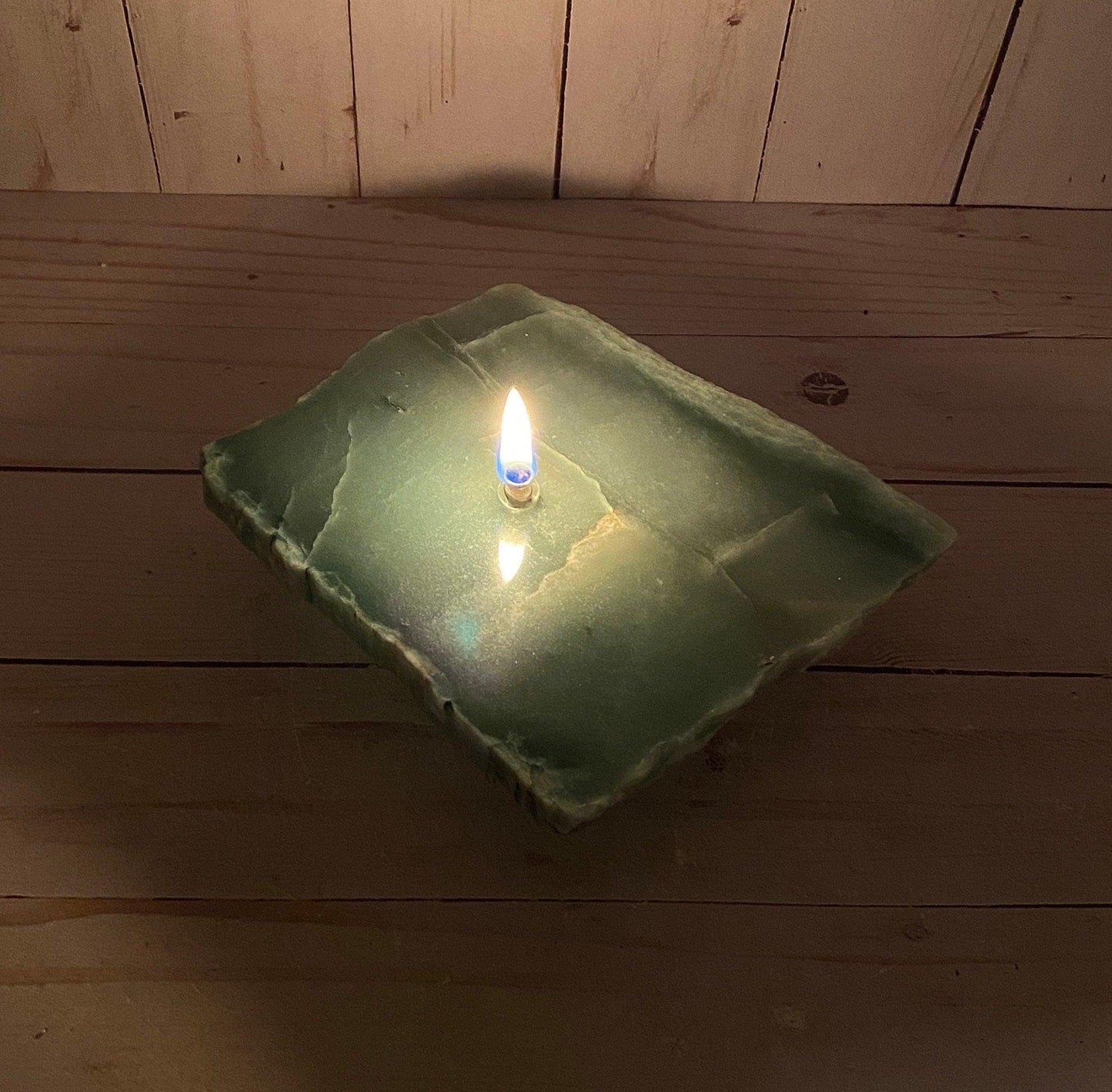 [shopname] - Green Quartz Rock Oil Candle Gift Box, rock decor