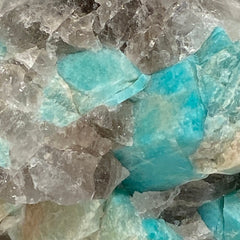 Amazonite crystal with smoky quartz