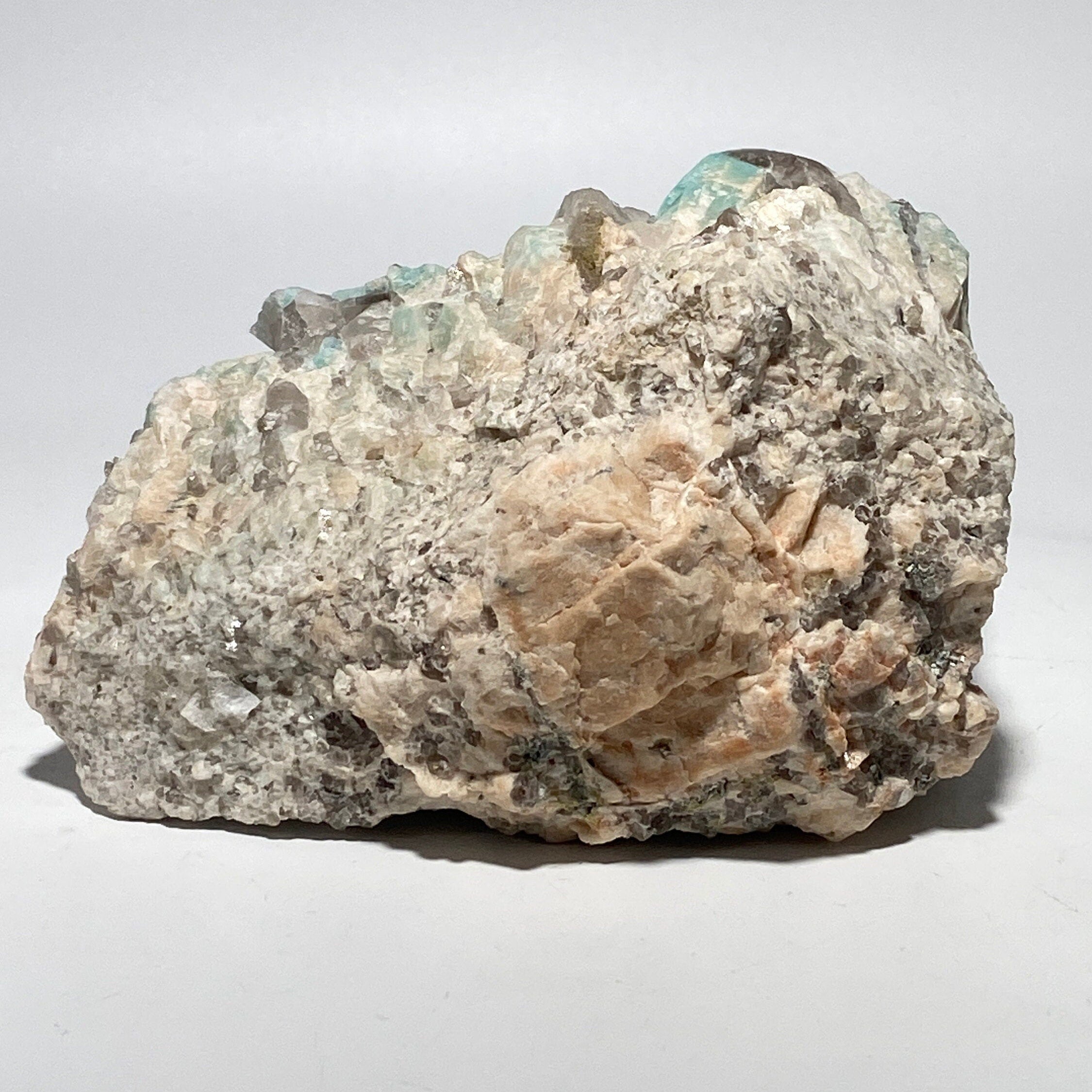 Amazonite crystal with smoky quartz