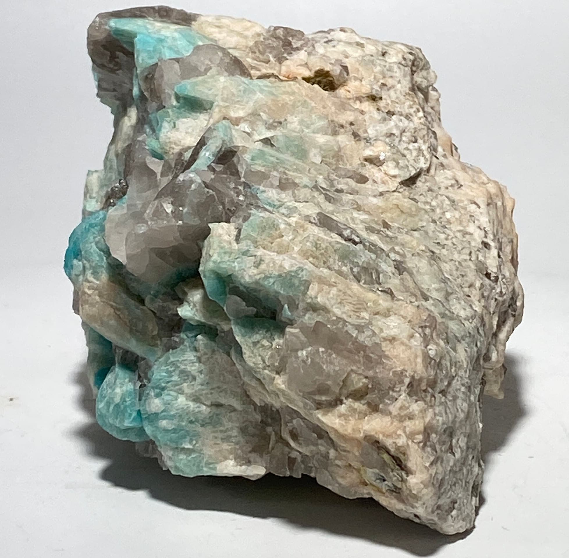 Amazonite crystal with smoky quartz