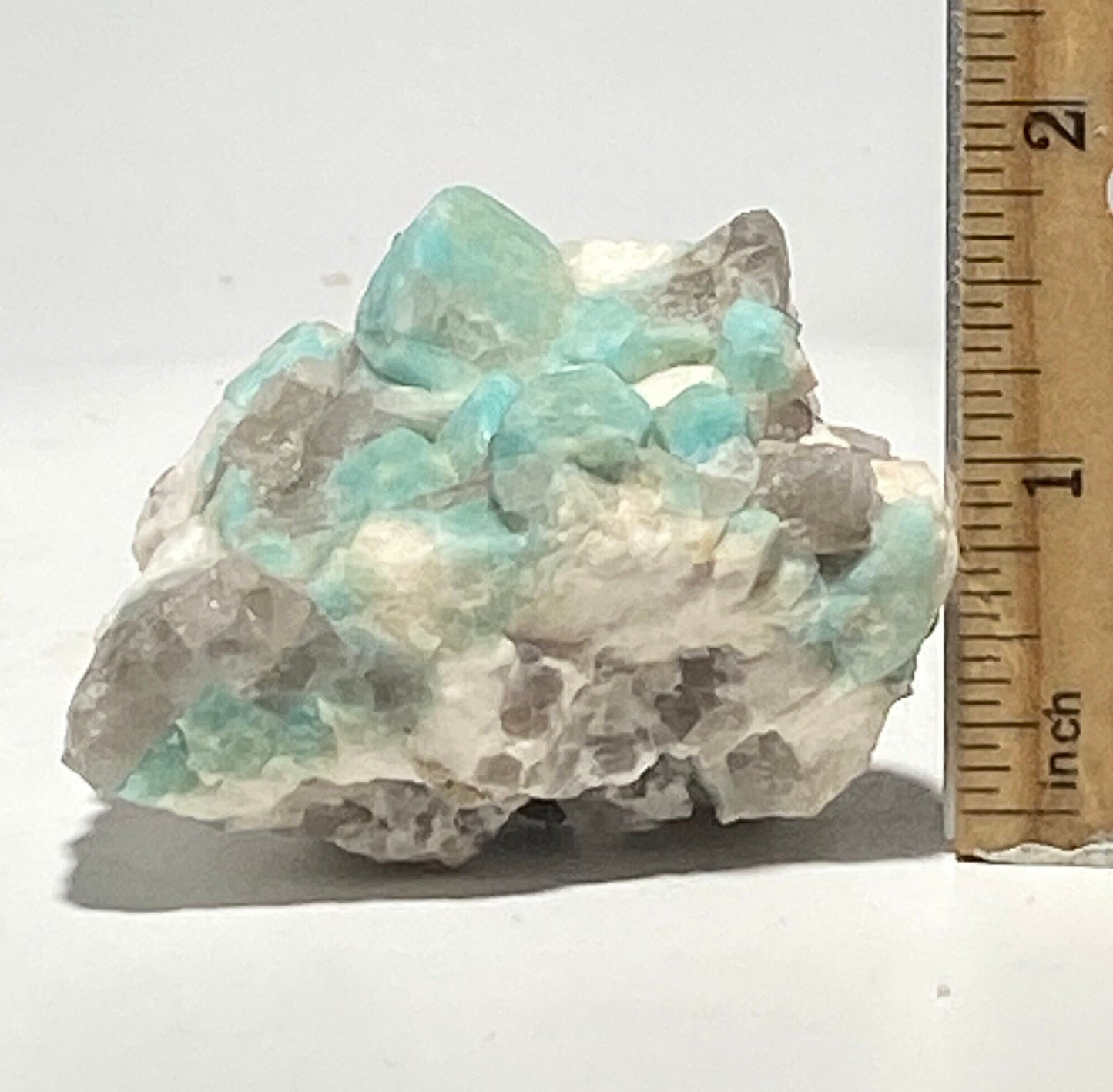 [shopname] - Amazonite crystal with smoky quartz, rock decor