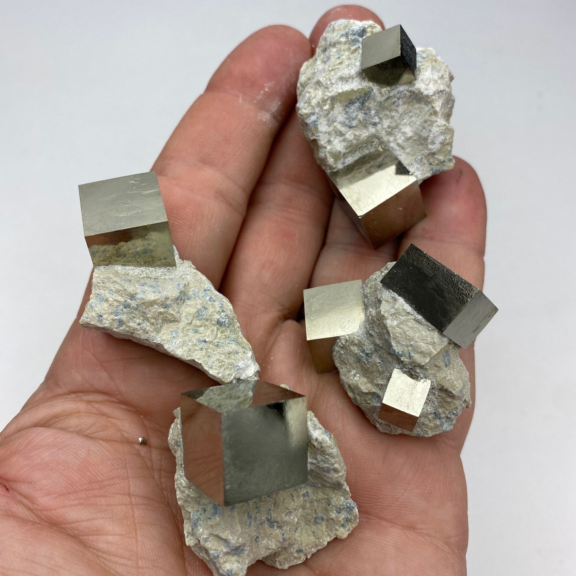 [shopname] - Small Pyrite cube crystals in Matrix from Navajun Spain, rock decor
