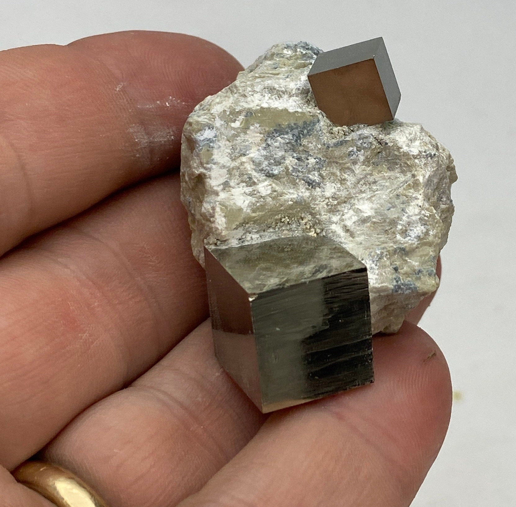 [shopname] - Small Pyrite cube crystals in Matrix from Navajun Spain, rock decor