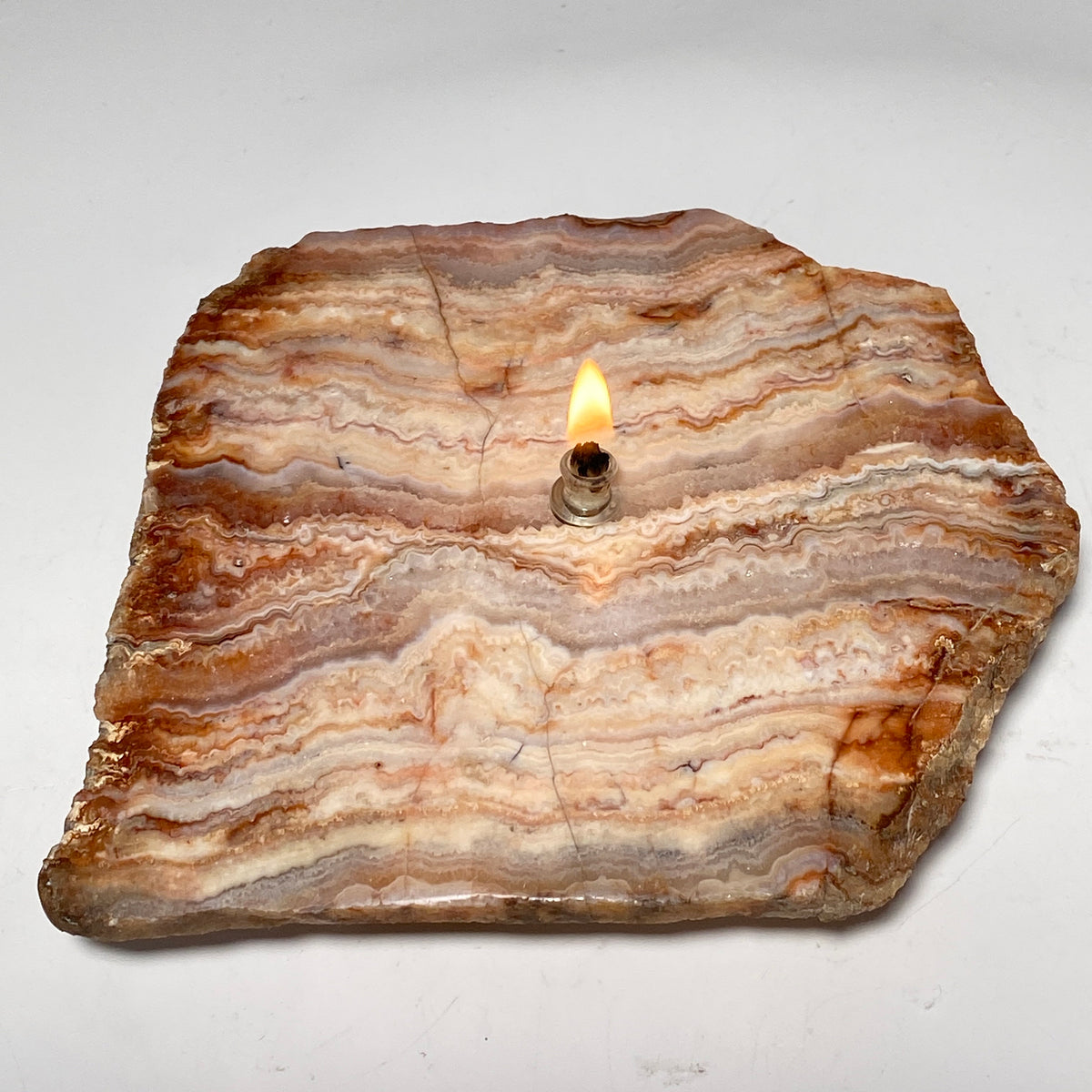 Unique Crazy Lace Agate Rock Candle